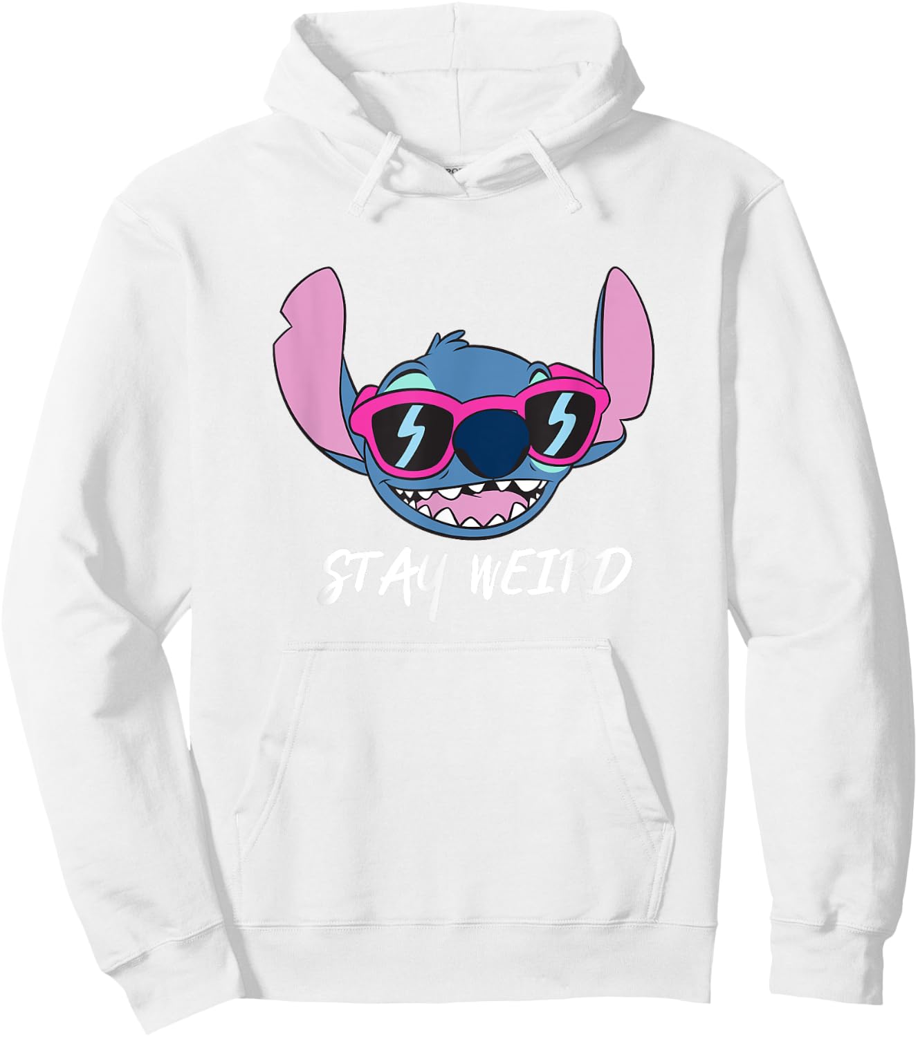 Disney Lilo & Stitch Stay Weird Stitch Cool Vibe Face Logo Hoodie - Hoodie | White
