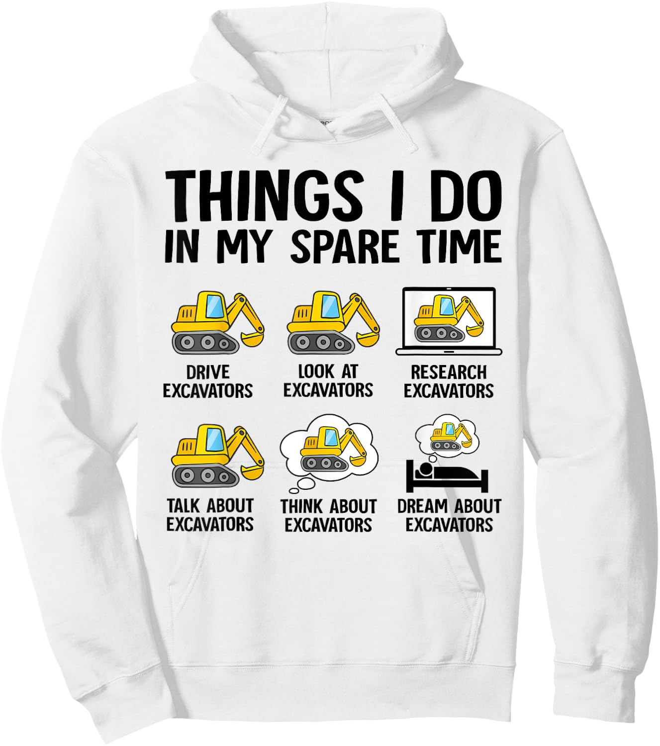 Things I Do In My Spare Time Excavator Construction Boy Kids Hoodie - Hoodie | White