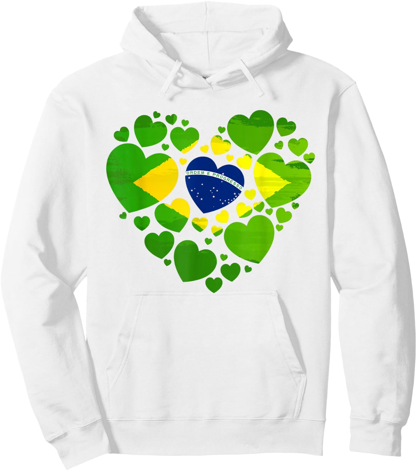Brazilian Flag Heart Idea & Brazil Flag Heritage Hoodie - Hoodie | White