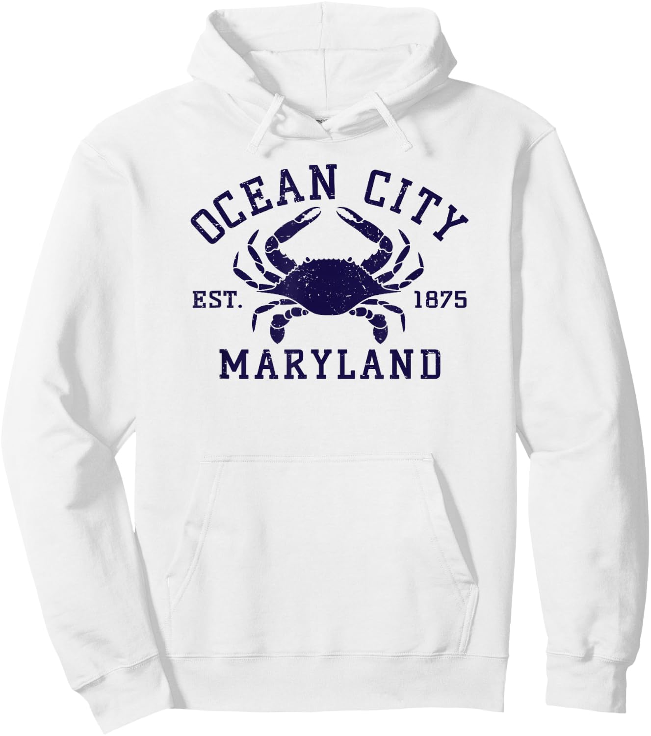 Ocean City Maryland Crab Souvenir Retro Throwback Men Women Hoodie - Hoodie | White