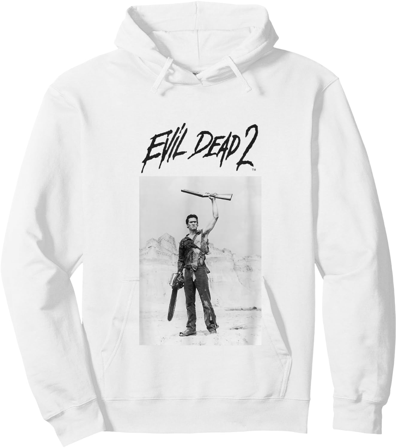 Evil Dead 2 Black Text Logo Hoodie - Hoodie | White