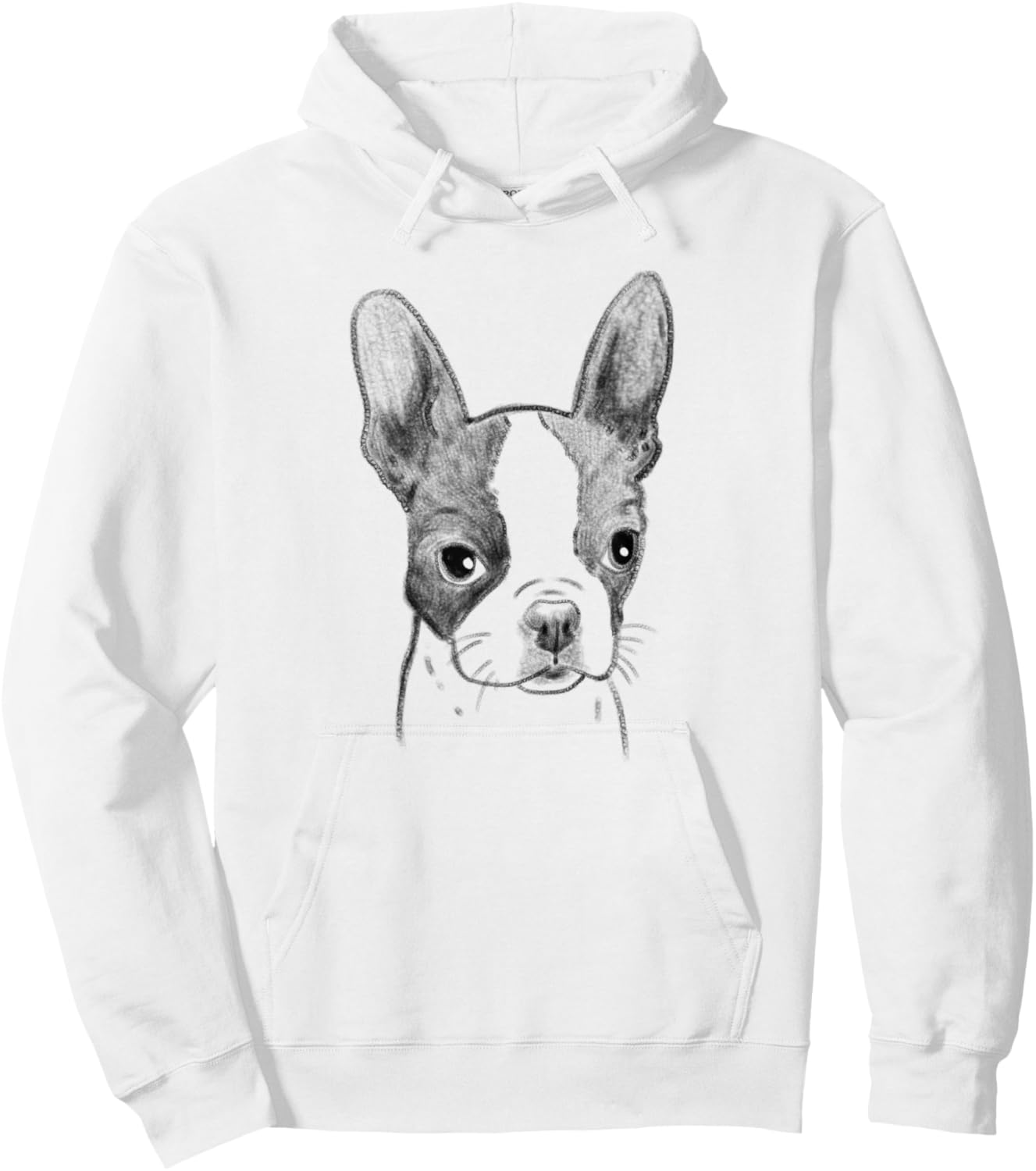 Boston Terrier Sketch, Boston Terrier Lover, Dog Sketch Hoodie - Hoodie | White