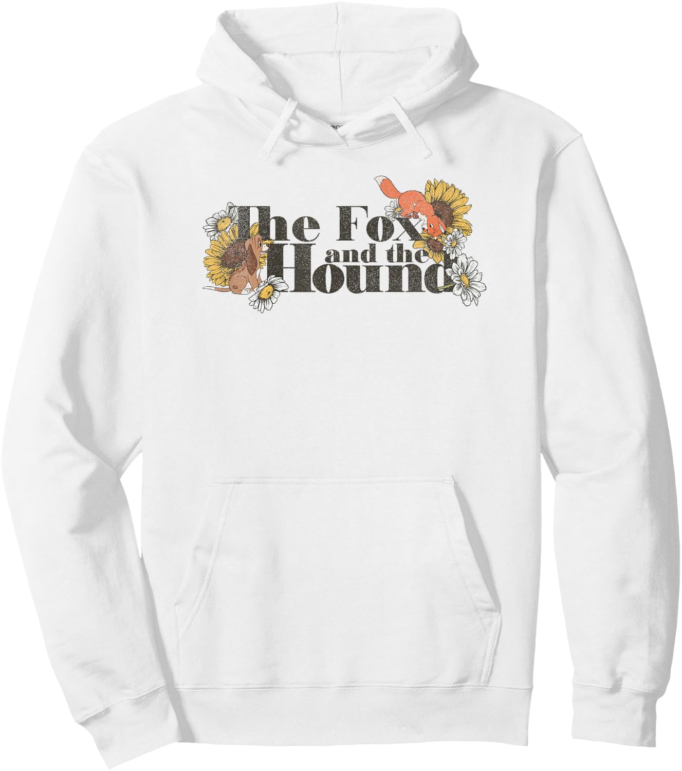 Disney The Fox and the Hound Friendship Floral Title Logo Hoodie - Hoodie | White