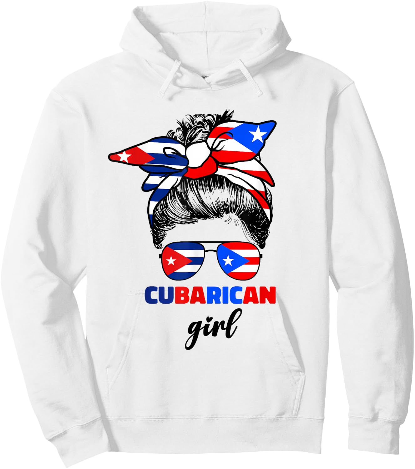 Half Cuban And Puerto Rican Rico Cuba Flag Cubarican Girl Hoodie - Hoodie | White