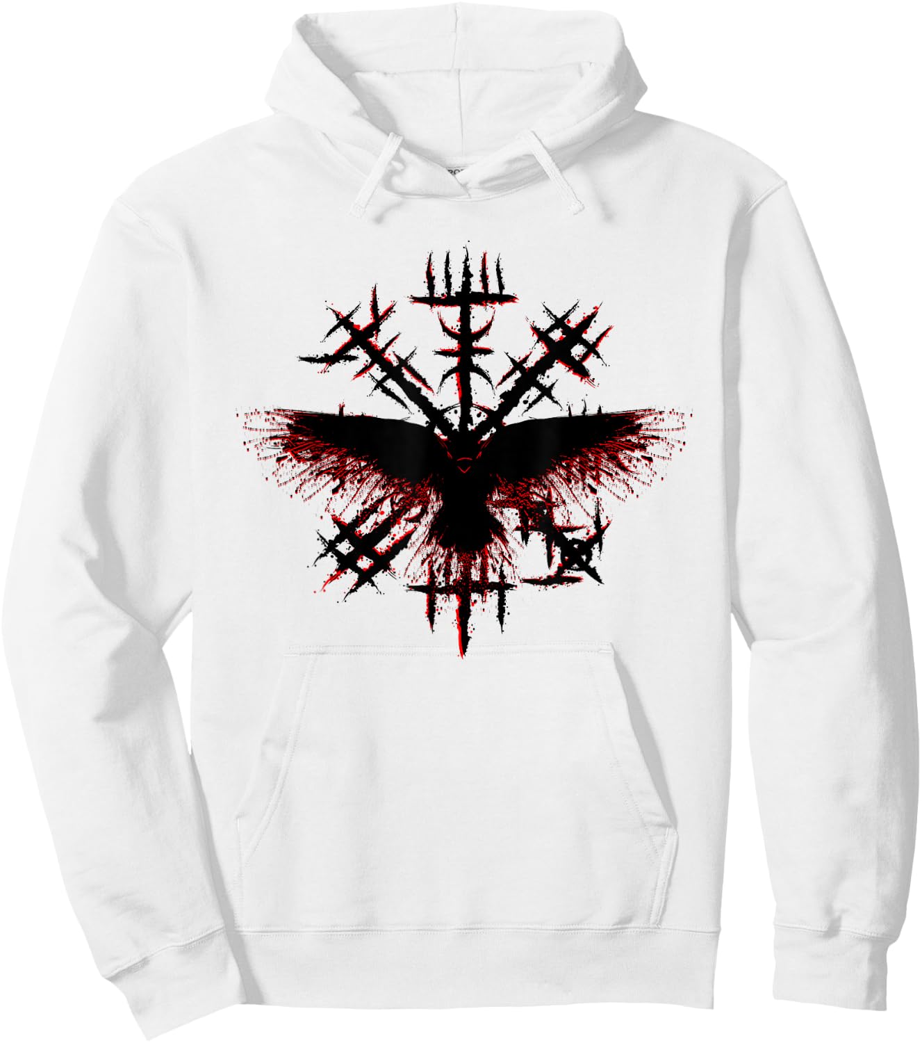 Blood Eagle / Blood Raven Norse Viking Rune Hoodie - Hoodie | White