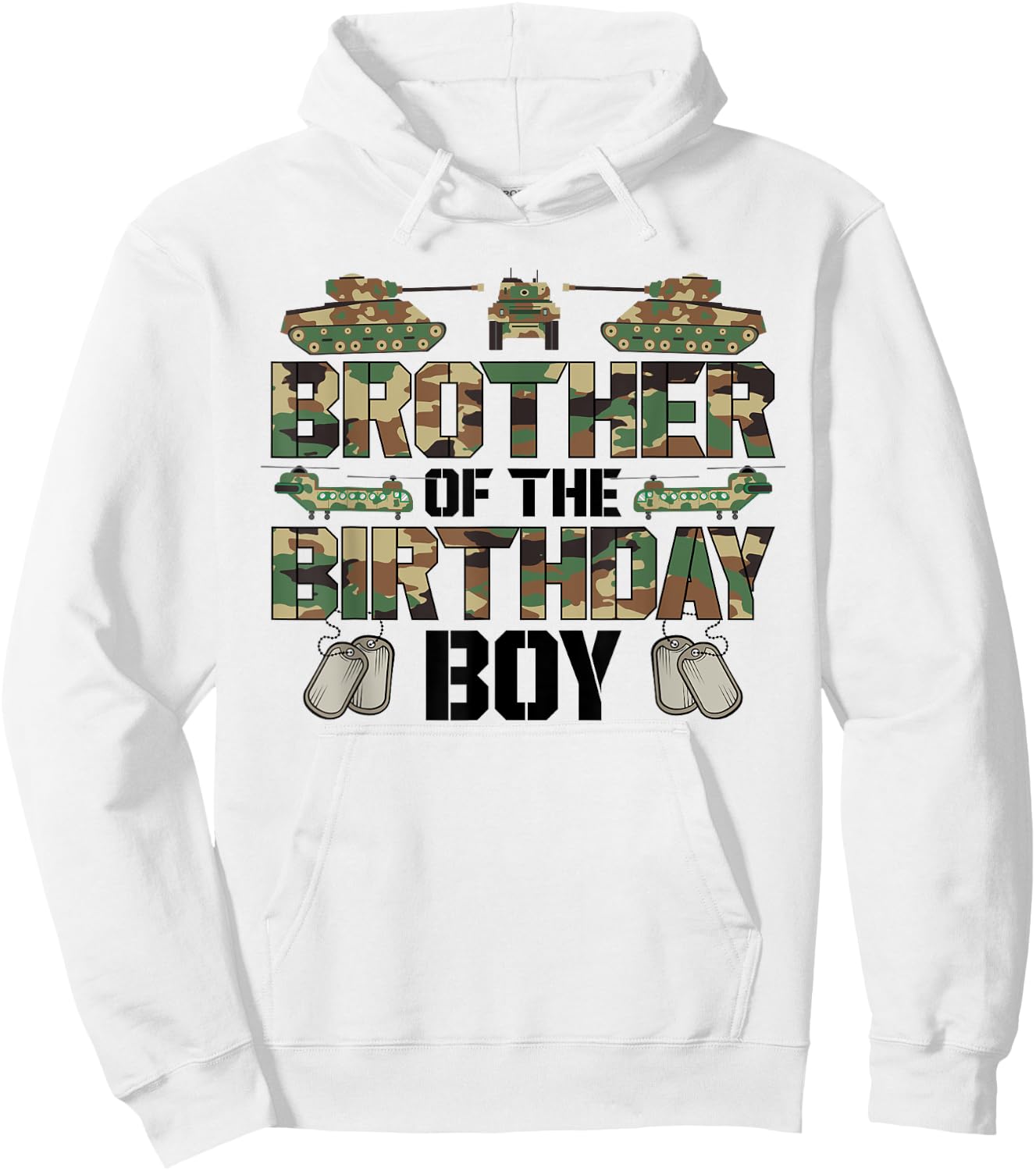 Brother Of The Birthday Boy Military Matching Army Theme Hoodie - Hoodie | White