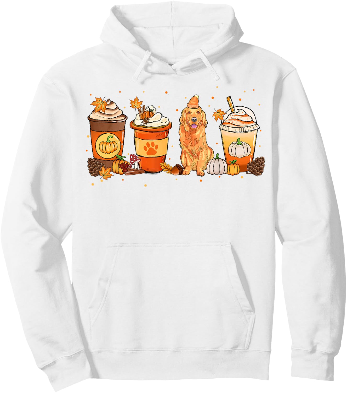 Pumpkin Spice Latte Golden Retriever Fall Thanksgiving Hoodie - Hoodie | White