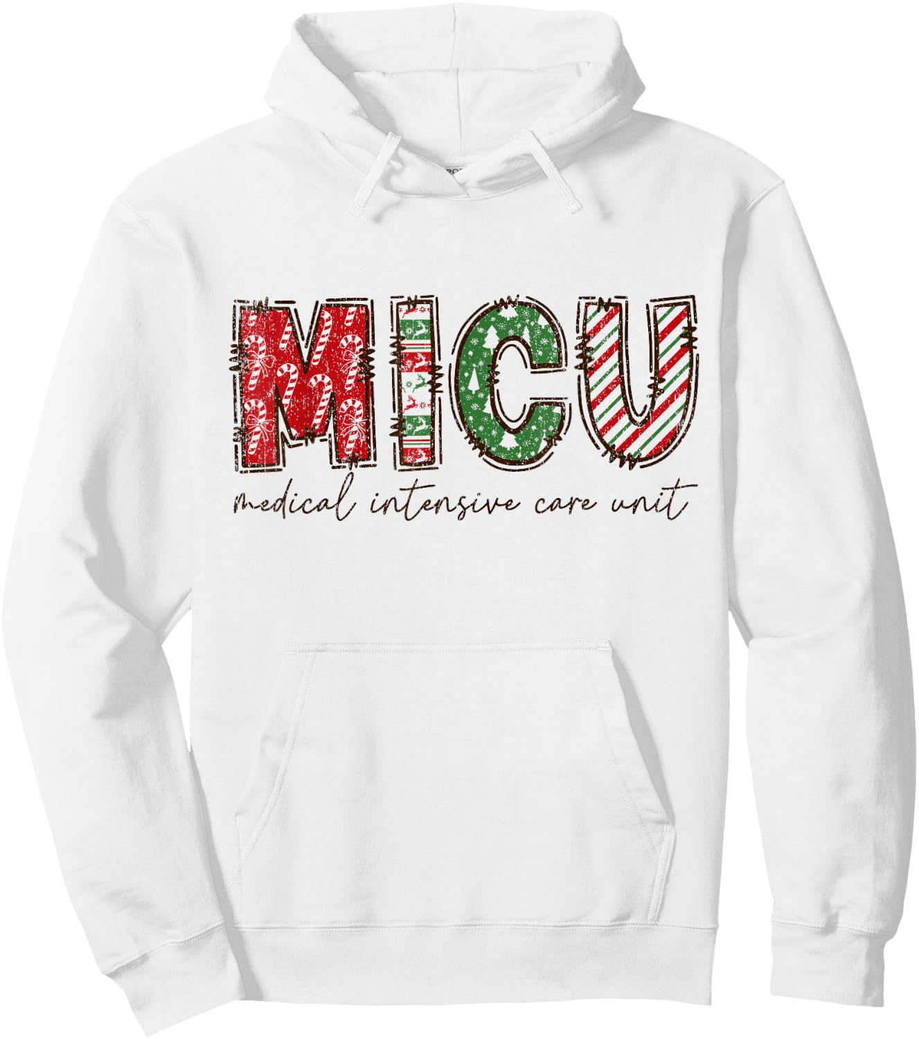 MICU Nurse Christmas , Christmas MICU Squad, Medical Icu Nur Hoodie - Hoodie | White