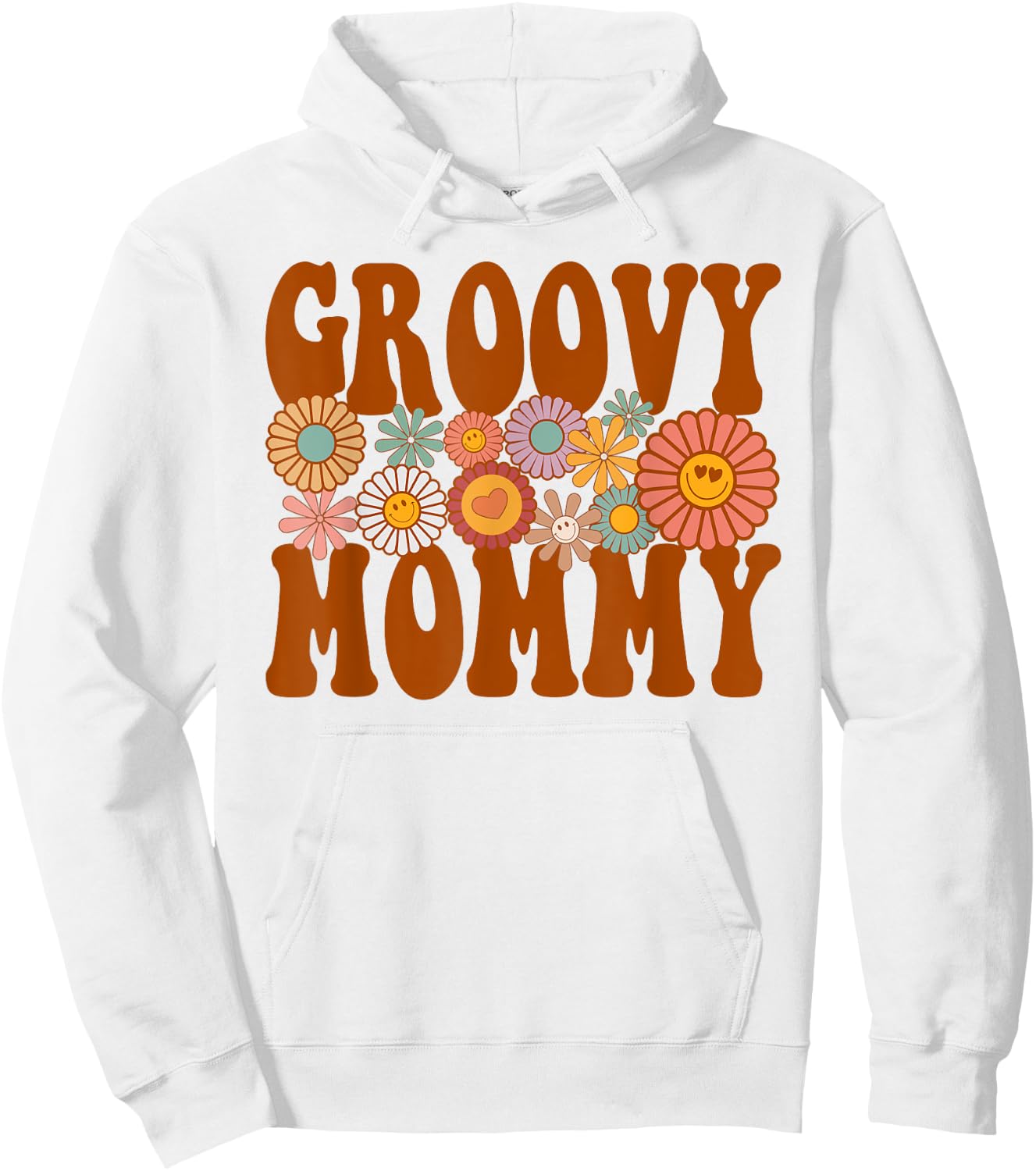Retro Groovy Mommy Matching Family 1st Birthday Party Hoodie - Hoodie | White