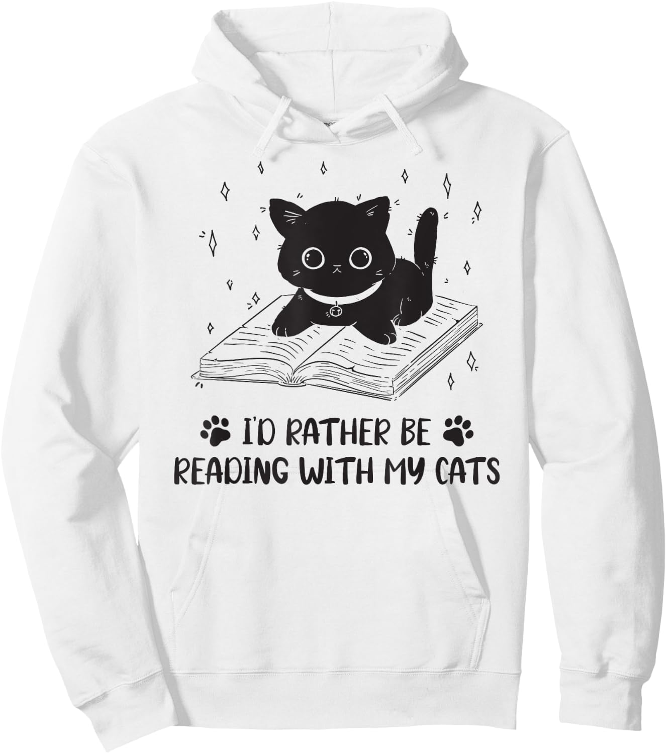 I'd rather be reading with my cat Book Nerd Librarian Hoodie - Hoodie | White