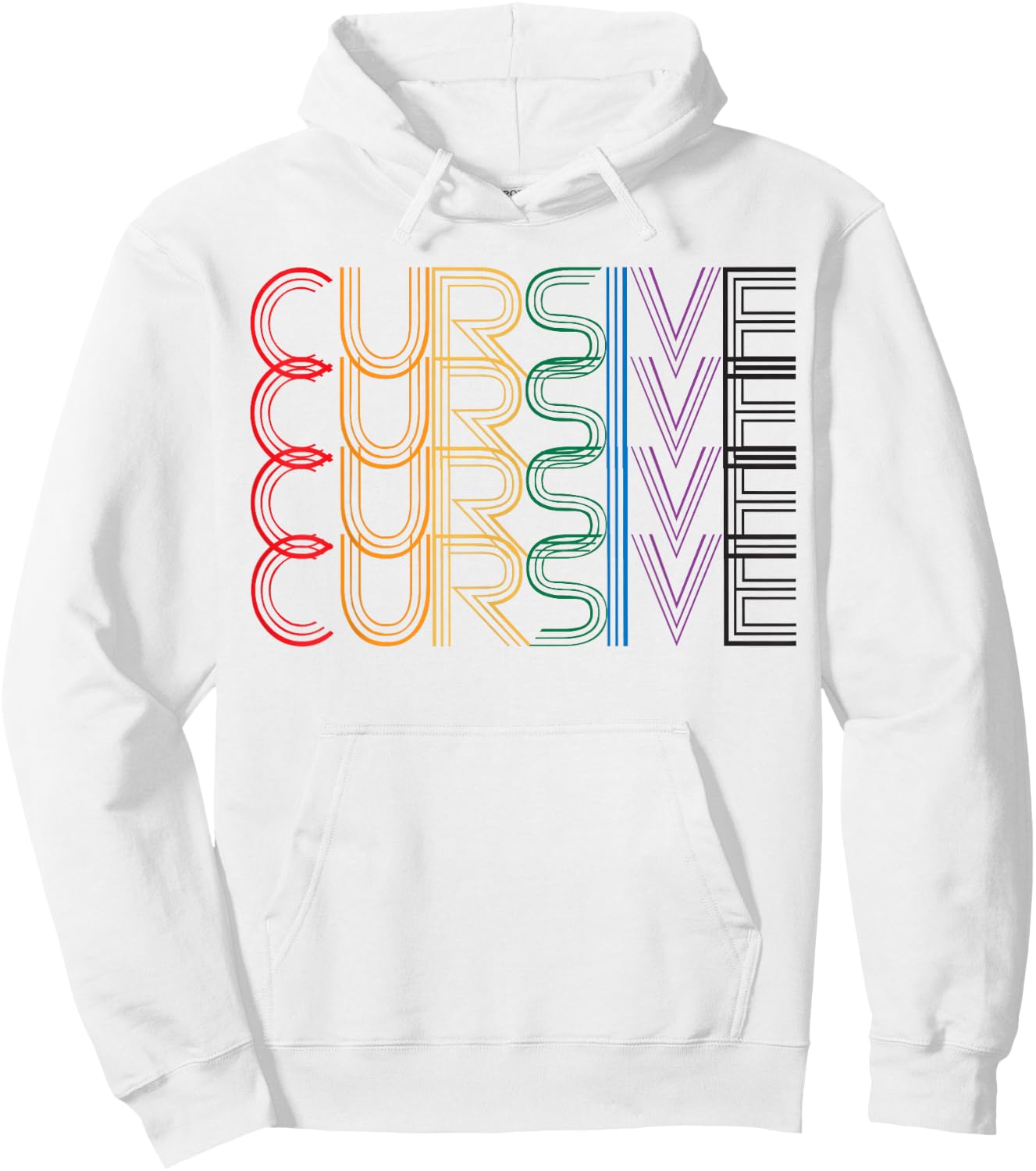 Cursive - Rainbow Hoodie - Hoodie | White