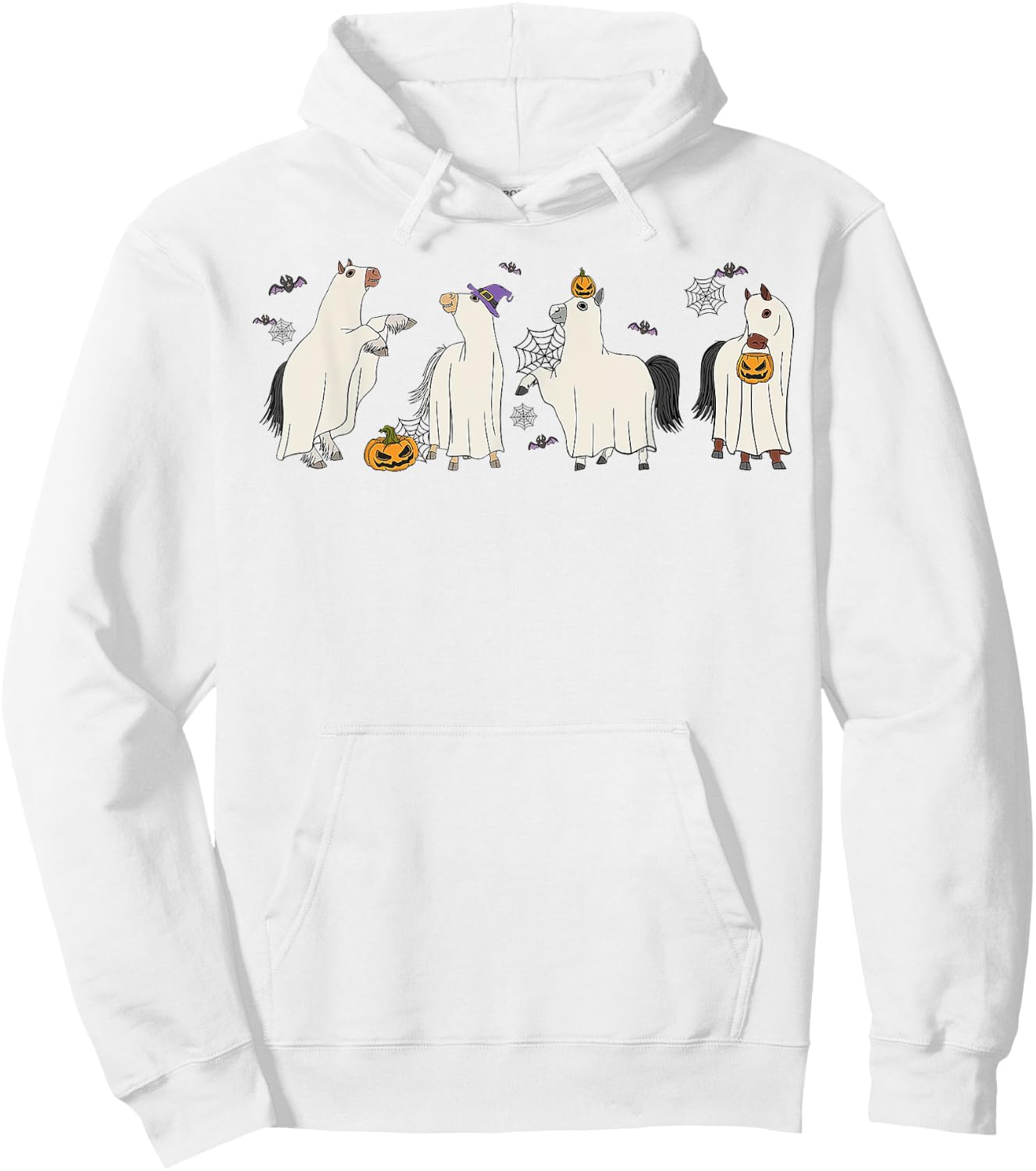 Horse Ghost Halloween Funny Horse Cute Halloween Hoodie - Hoodie | White