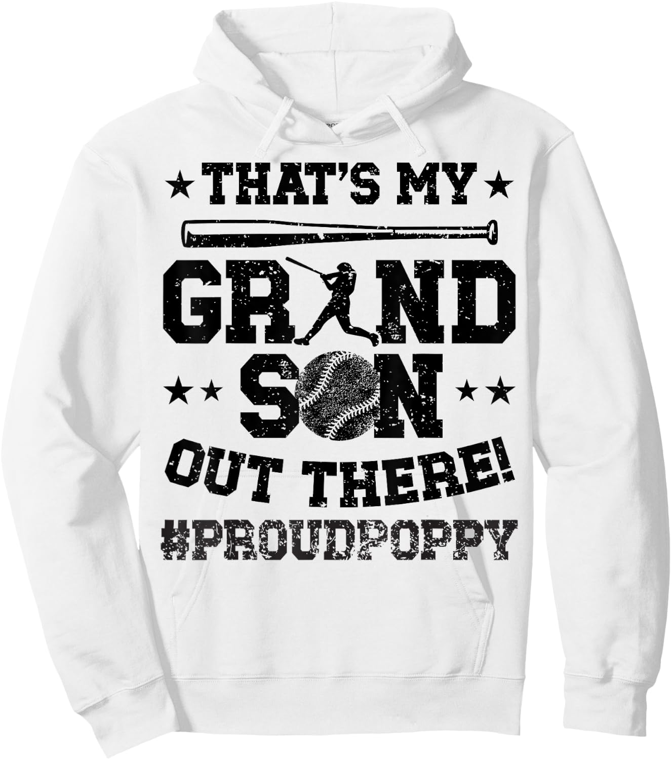 That's My Grandson Baseball Poppy Of A Baseball Player Hoodie - Hoodie | White