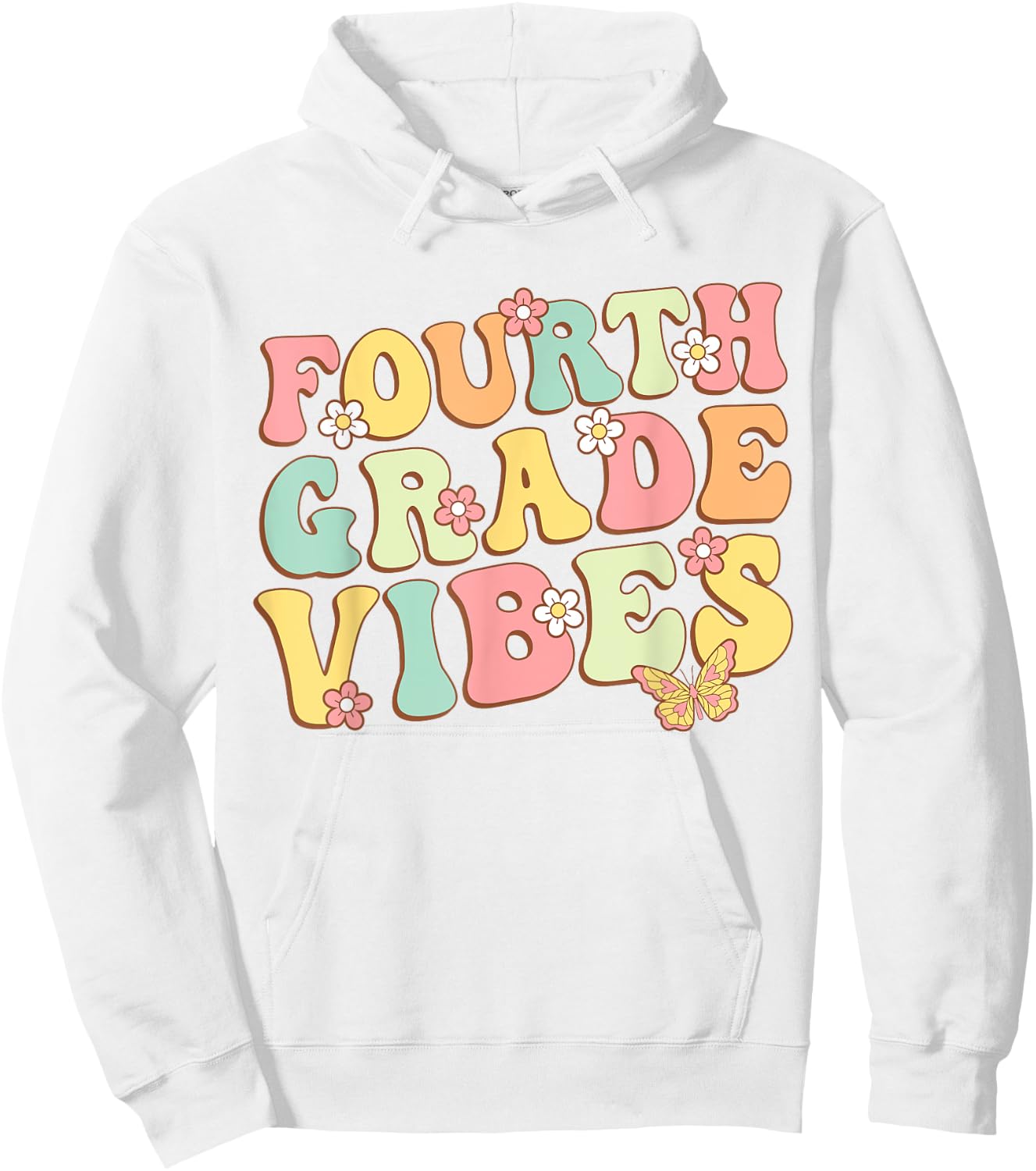 Fourth Grade Vibes Hello Team 4th Grade Teacher Kids Retro Hoodie - Hoodie | White