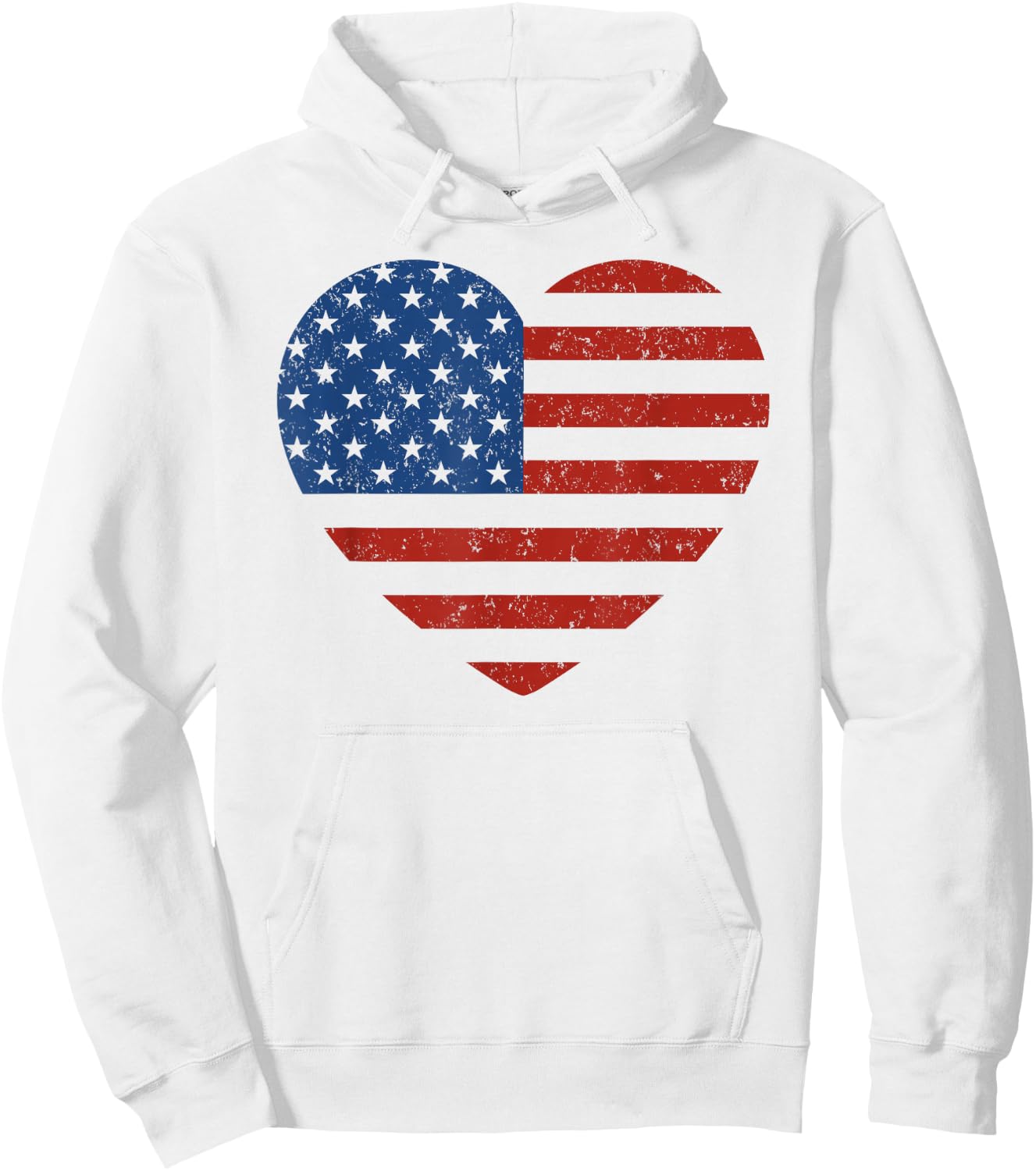 American Flag Heart Patriotic Men Boys & Girls 4th of July Hoodie - Hoodie | White