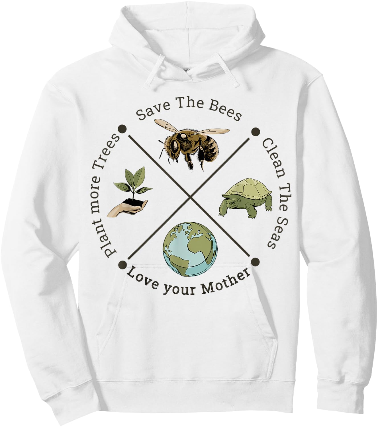 Earth Day Save the Bees Plant More Trees Clean the Seas Hoodie - Hoodie | White