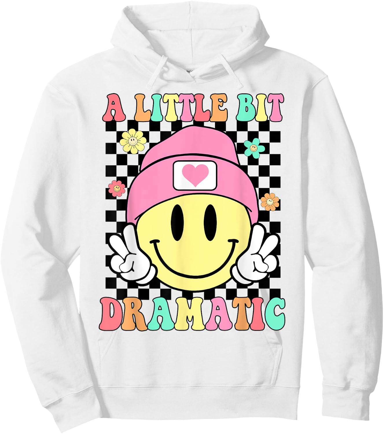 A Little Bit Dramatic Hippie Retro Groovy Funny Kids Girls Hoodie - Hoodie | White