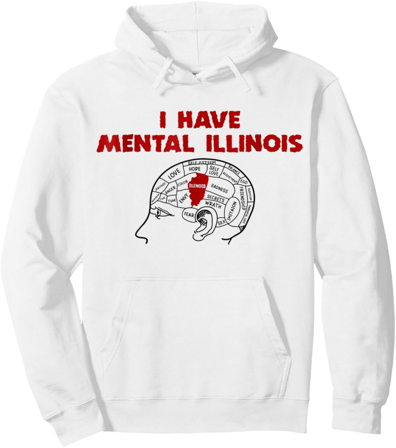 I Have Mental Illinois Funny Pun, Illinoisan Women Men Humor Hoodie - Hoodie | White