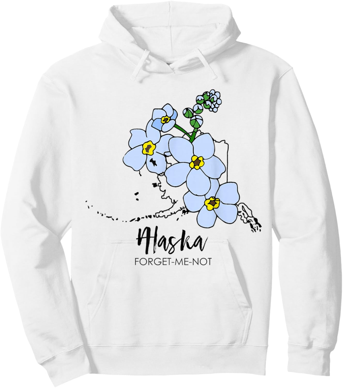 Alaska Forget-Me-Not Flower Hoodie - Hoodie | White