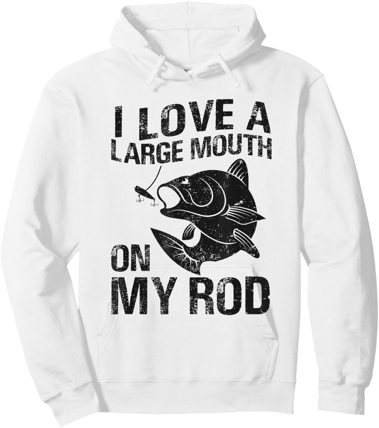 I Love a Large Mouth On My Rod Funny Bass Fisherman Graphic Hoodie - Hoodie | White