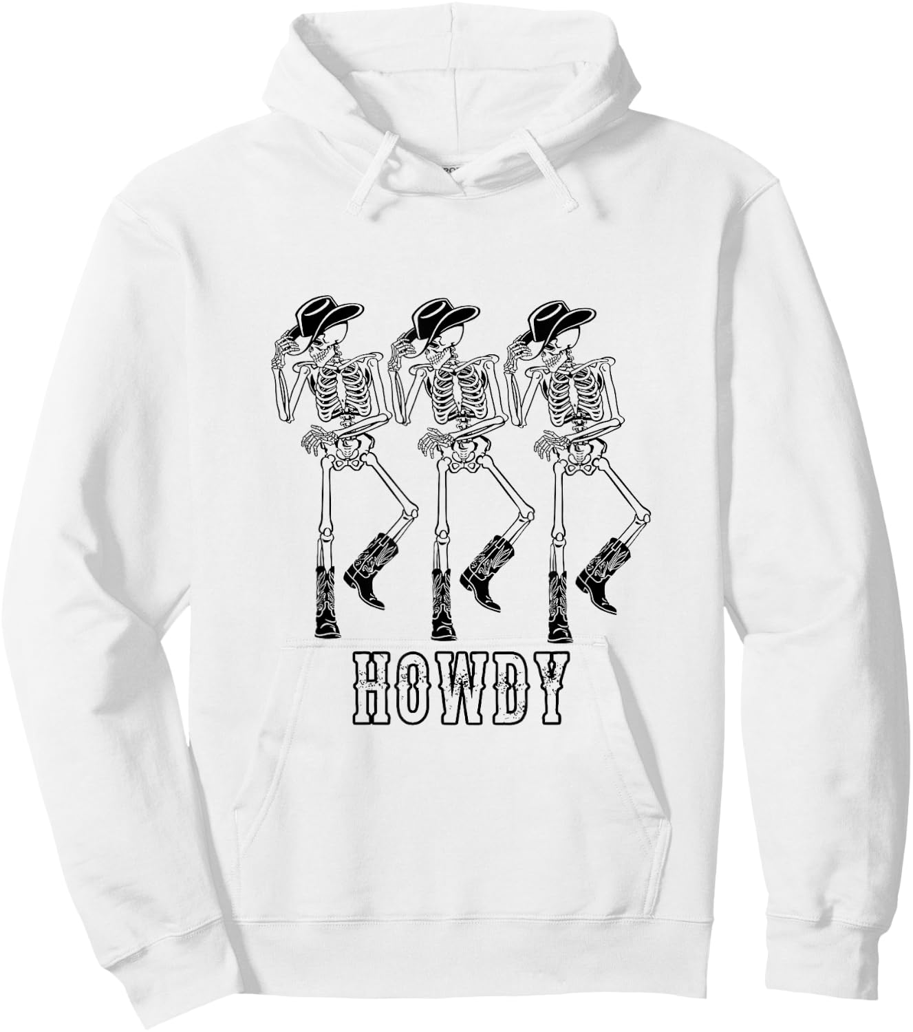 Retro Howdy Skeleton Cowgirl Dancing Cowboy Boots Horse Hoodie - Hoodie | White