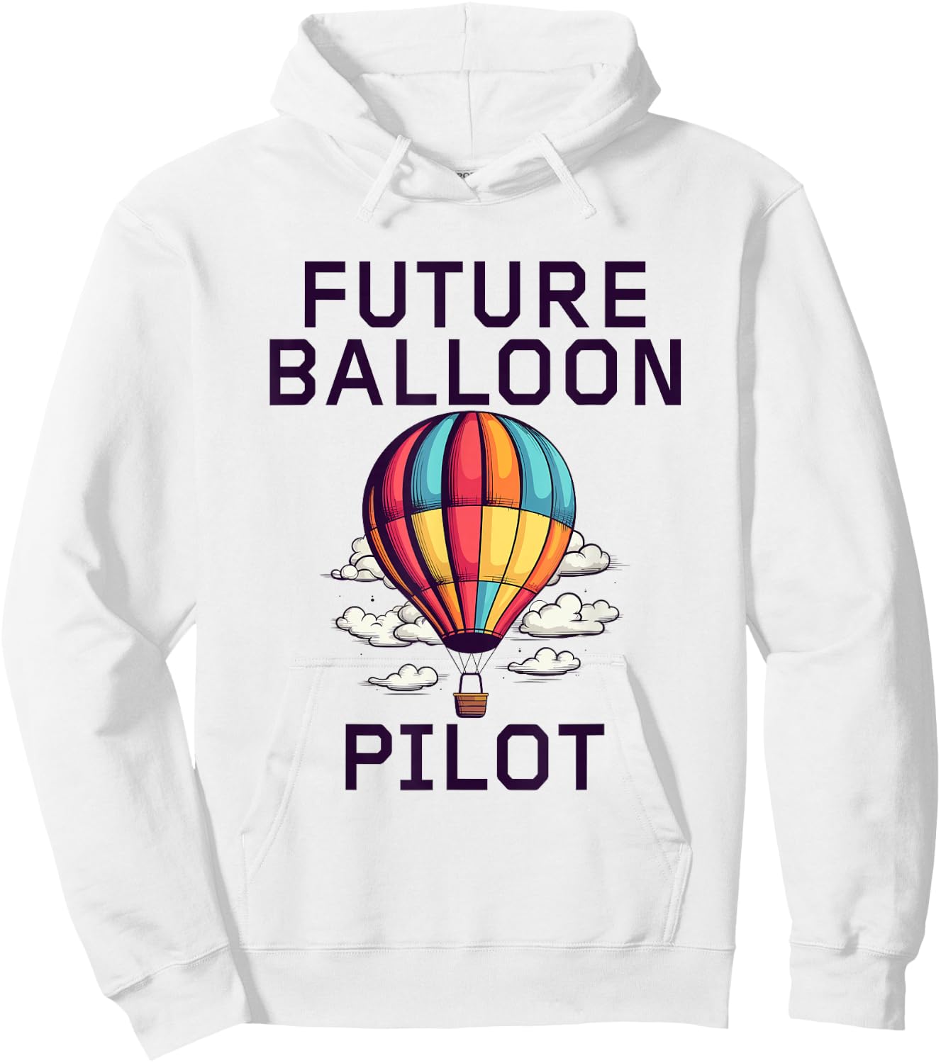 Funny Hot Air Balloon Gifts Kids Blue Balloon Theme Hoodie - Hoodie | White