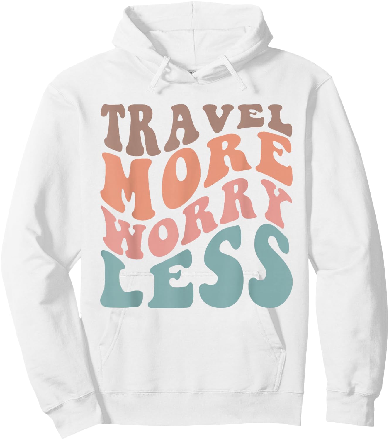 Groovy Travel More Worry Less Funny Retro Girls Woman Hoodie - Hoodie | White