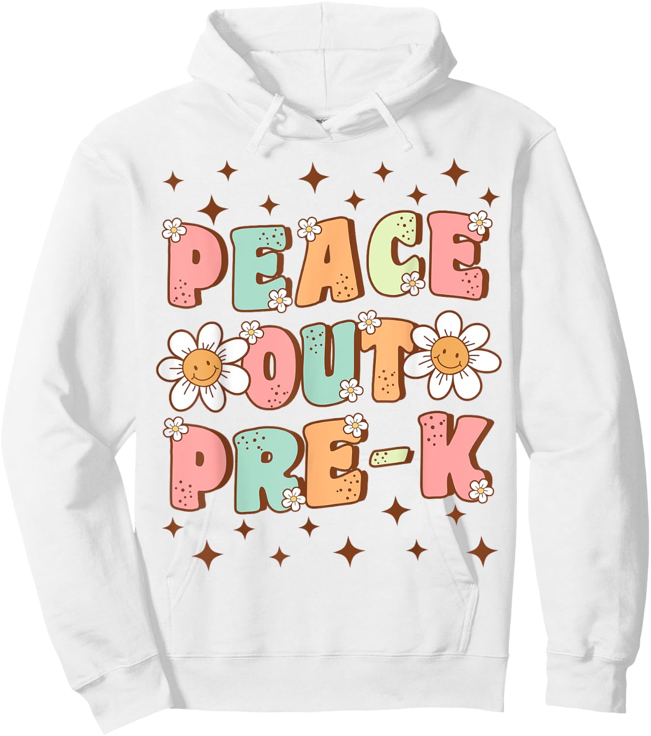 Peace Out Pre-K Cute Groovy Last Day of Preschool Graduation Hoodie - Hoodie | White