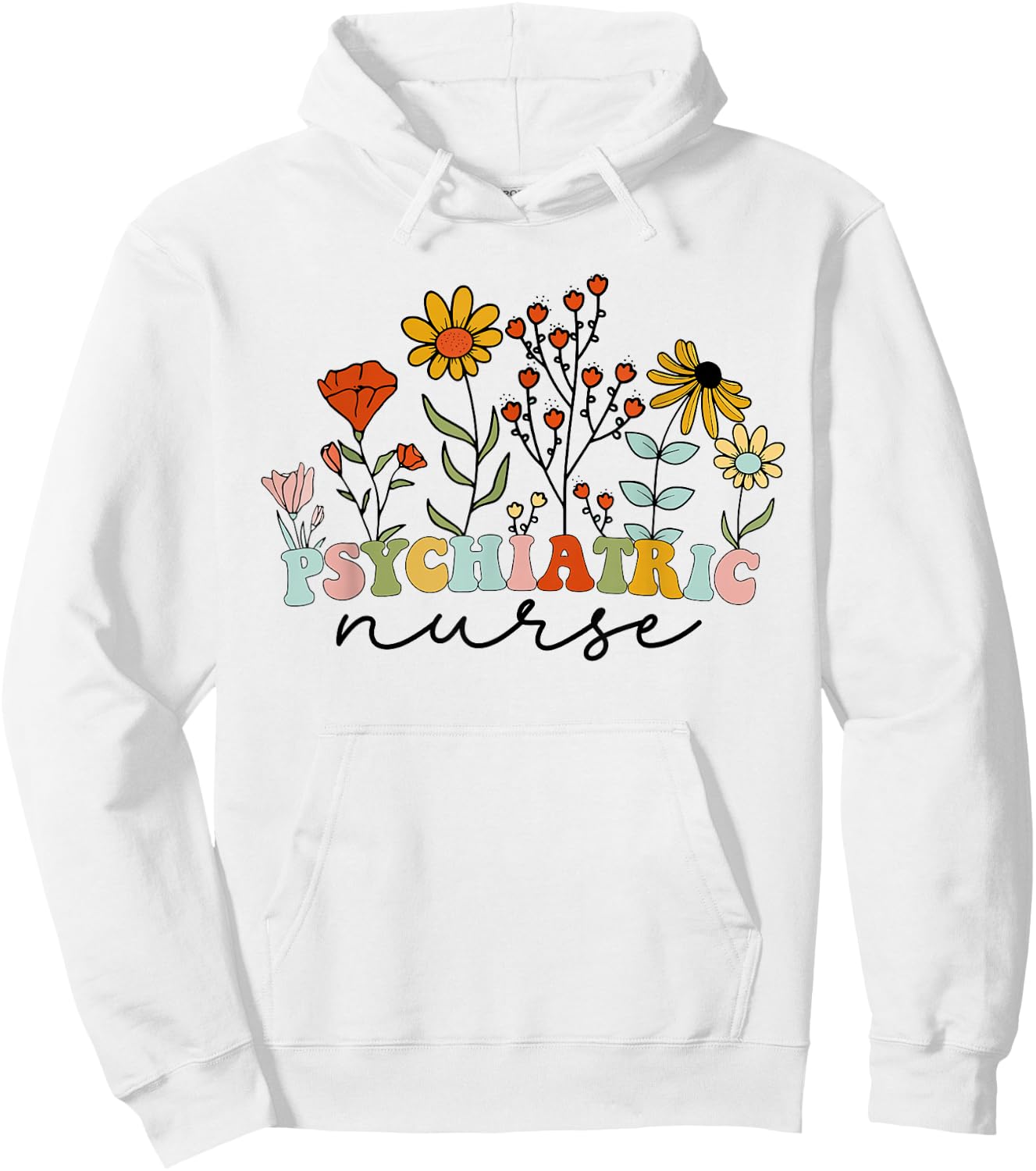 Vintage floral Psychiatric Nurse Cute RN Mental Health Nurse Hoodie - Hoodie | White