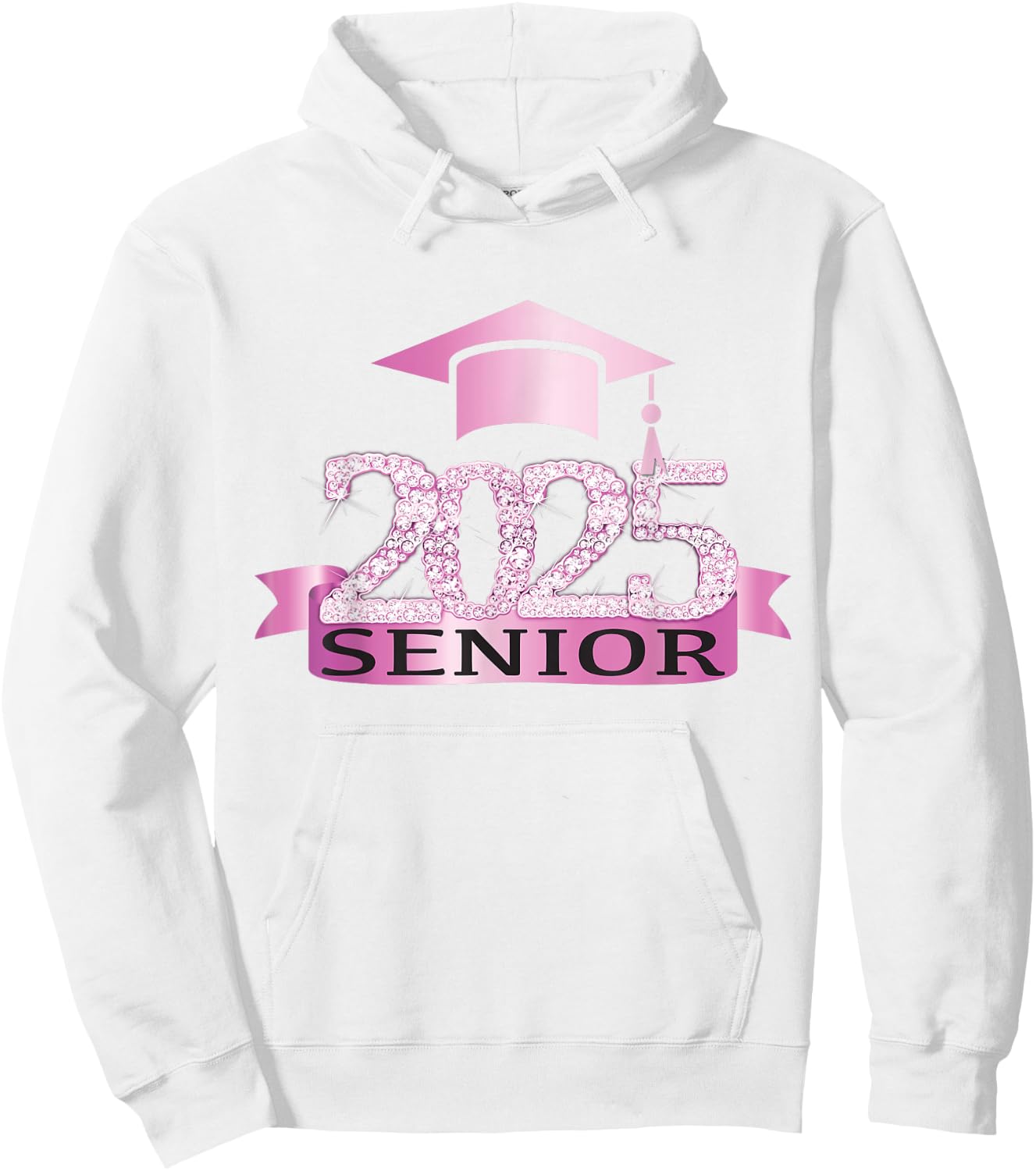 Proud Senior Of 2025 Cap Graduation Year Decor Pink Hoodie - Hoodie | White