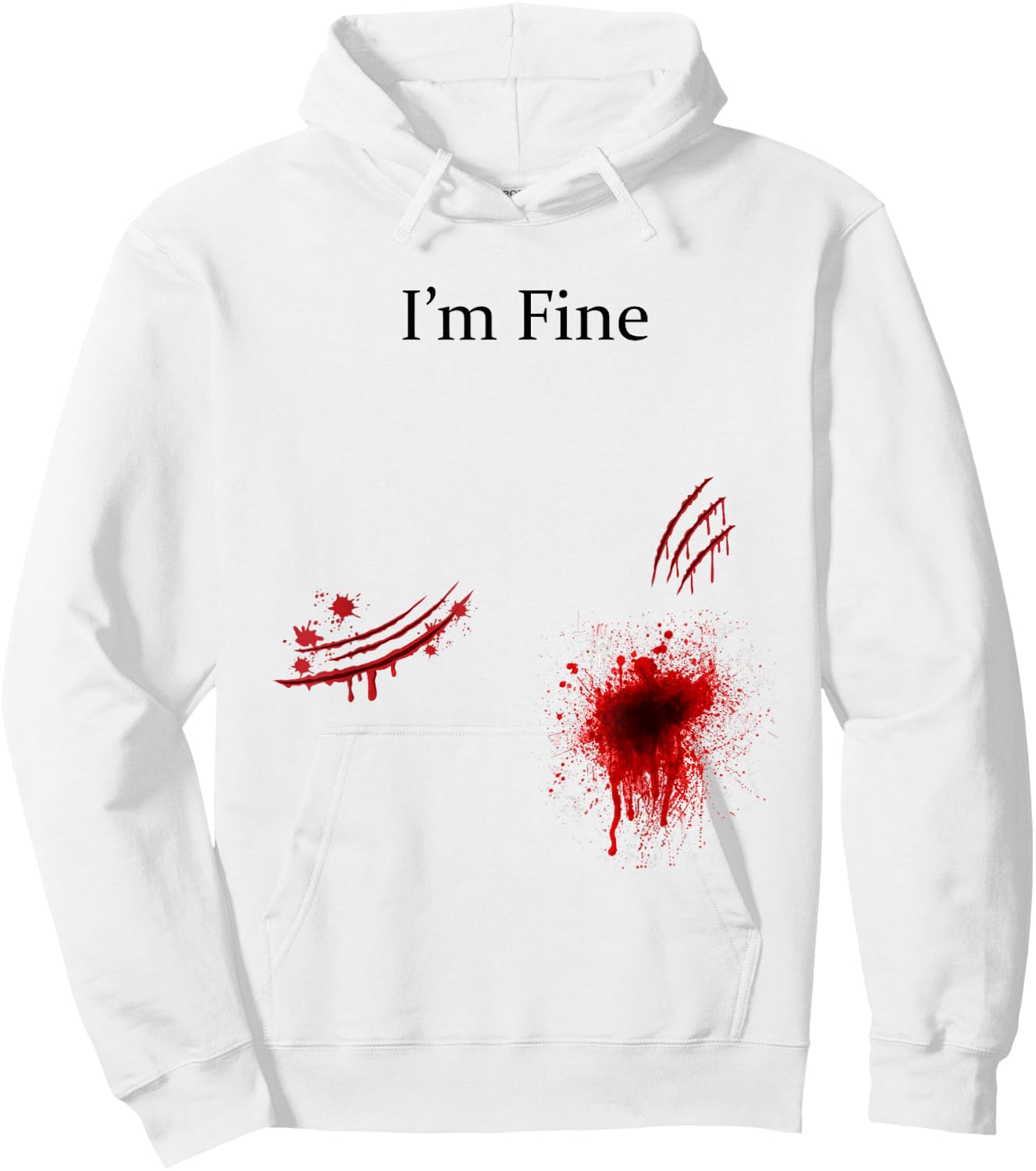 I'm Fine Bloody Zombie Bite Scary Halloween Costume Funny Hoodie - Hoodie | White