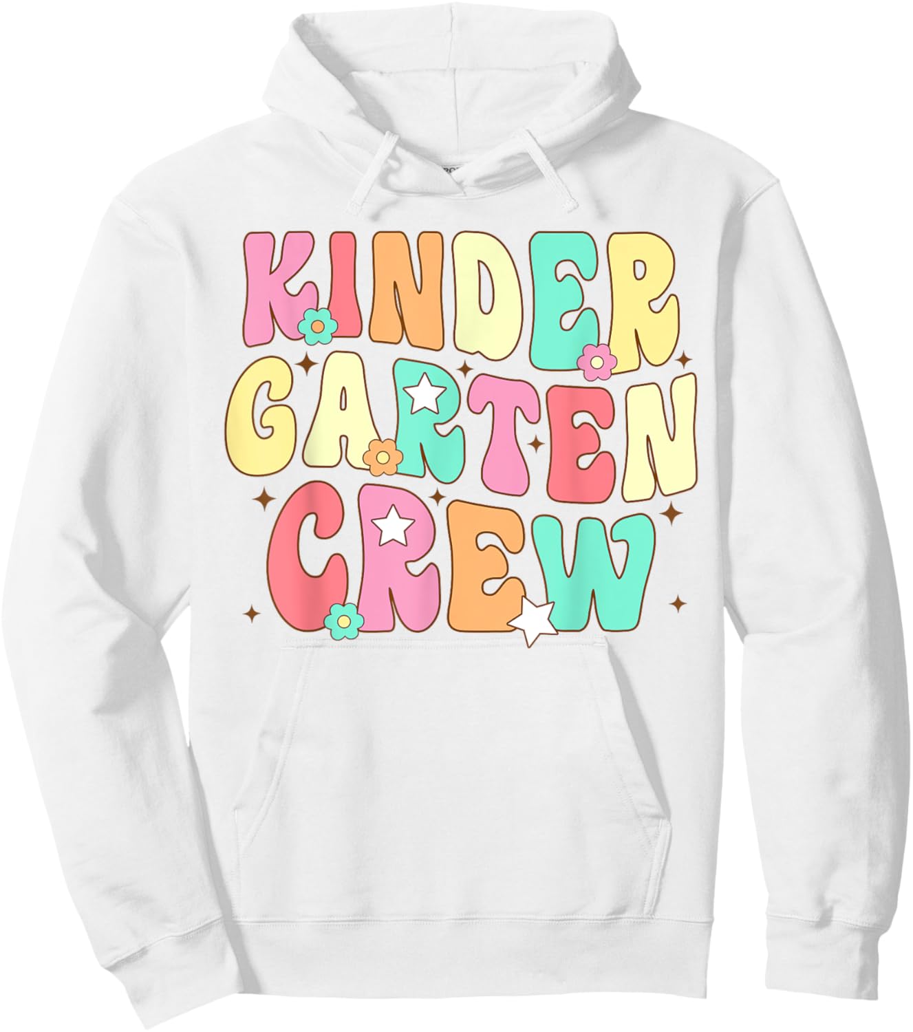 Kinder Teacher Squad Groovy Kindergarten Crew Men Women Girls Kids Hoodie - Hoodie | White