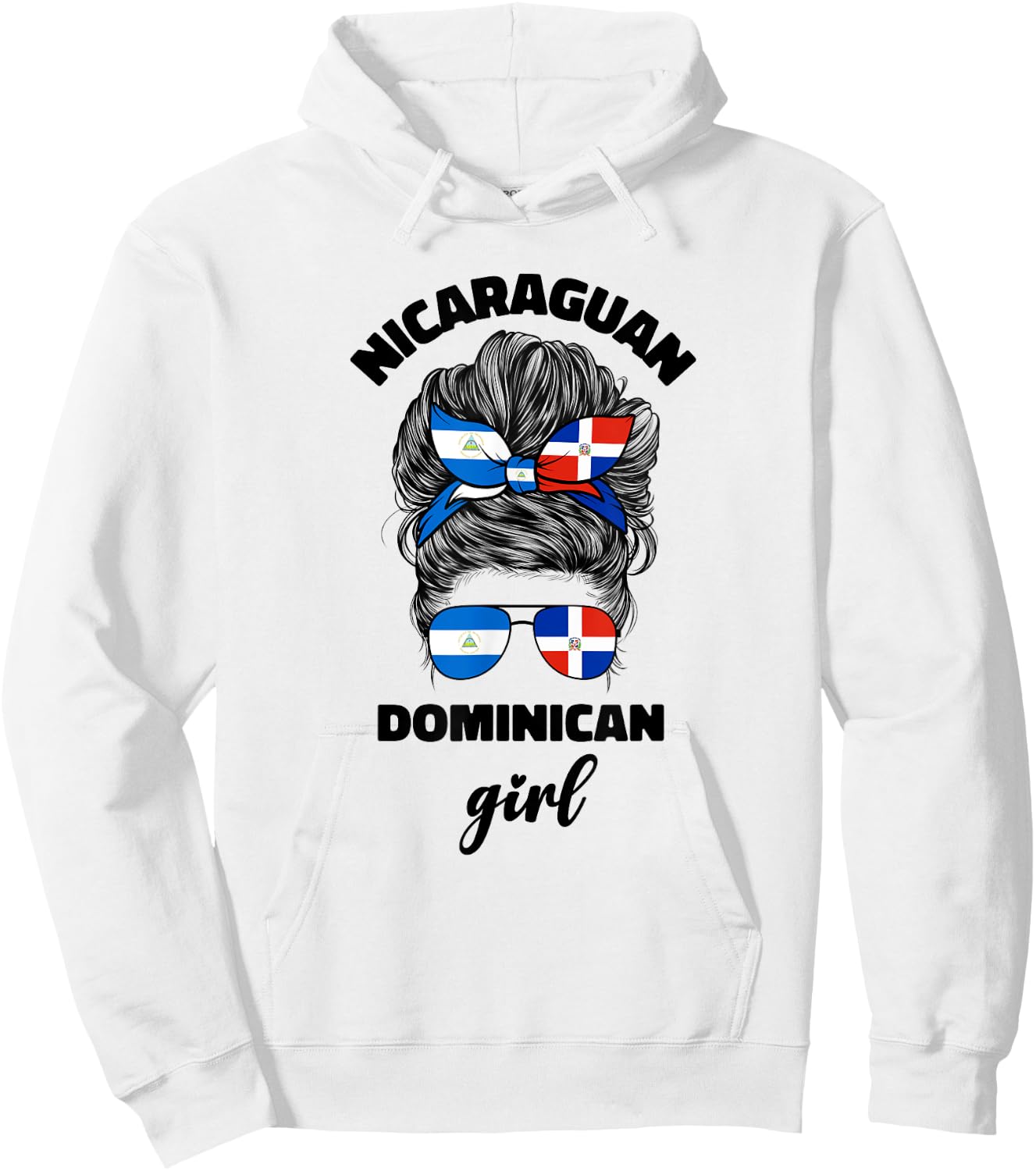Half Dominican And Nicaraguan Nicaragua Flag Girl Women Mix Hoodie - Hoodie | White