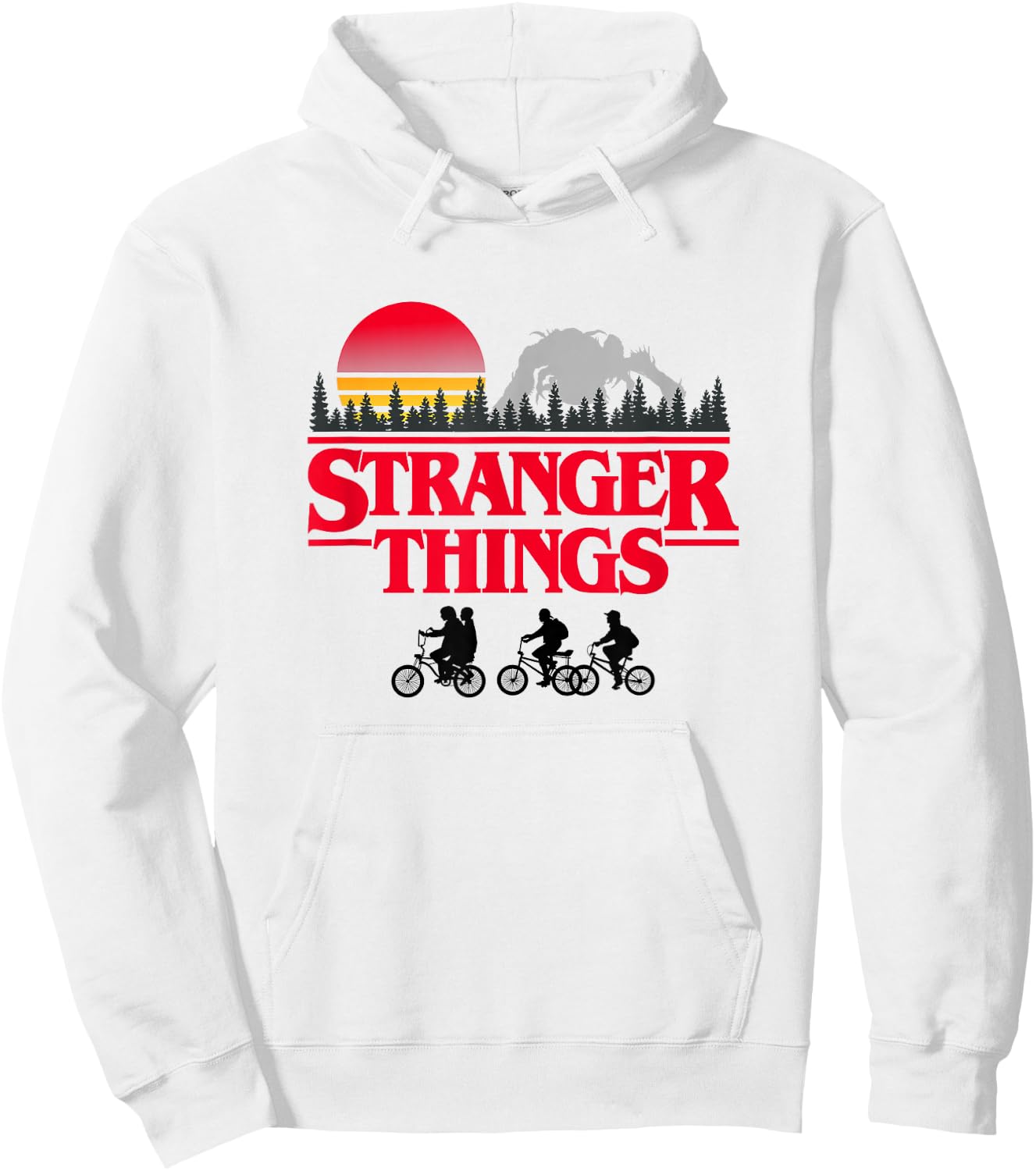 Stranger Things Retro Vintage Sunset Group Bike Silhouettes Hoodie - Hoodie | White