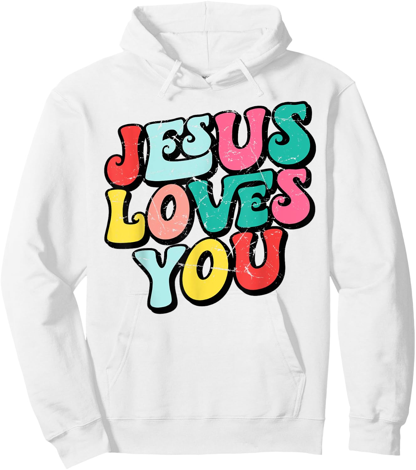 Jesus Loves You Retro Vintage Style Graphic Men Hoodie - Hoodie | White