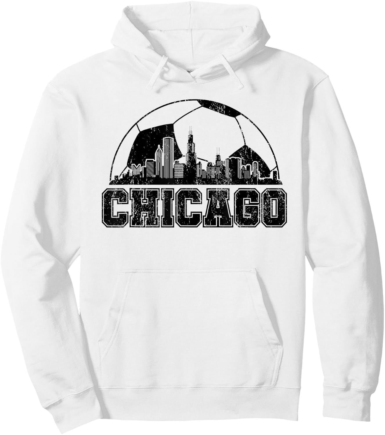 Chicago Skyline Soccer Lover Hoodie - Hoodie | White