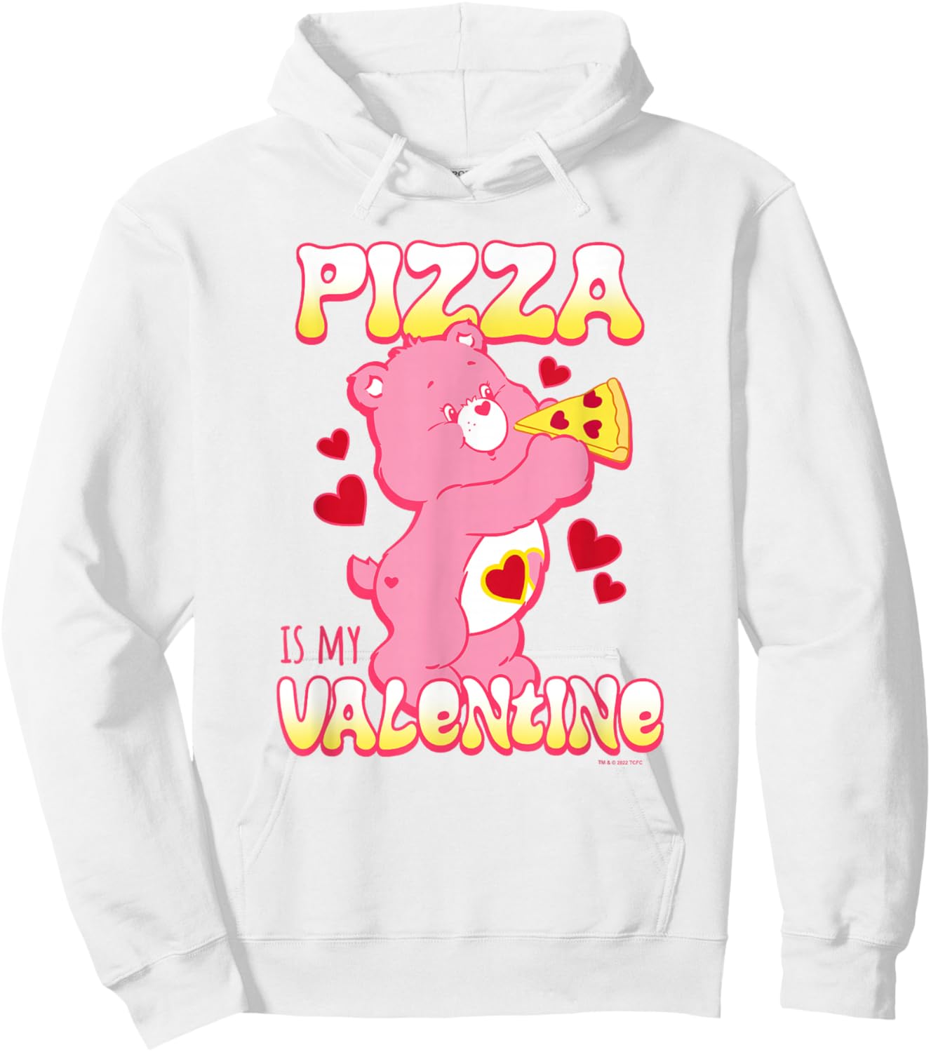 Care Bears Valentine's Day Love-A-Lot Pizza Is My Valentine Hoodie - Hoodie | White