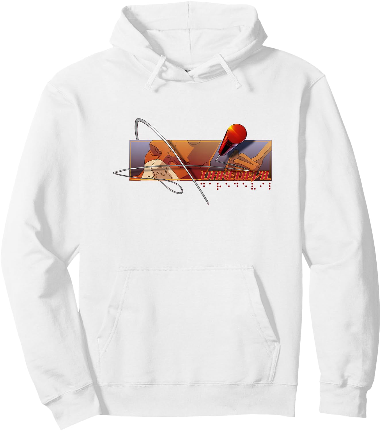 Marvel Comics Retro Classic Daredevil Braille Club Logo Hoodie - Hoodie | White