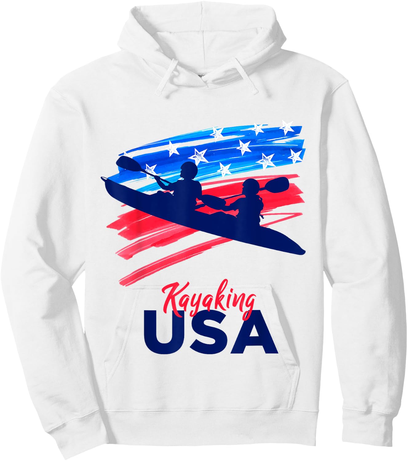 Kayaking Support the Team Kayaking Kayaker USA Flag Hoodie - Hoodie | White