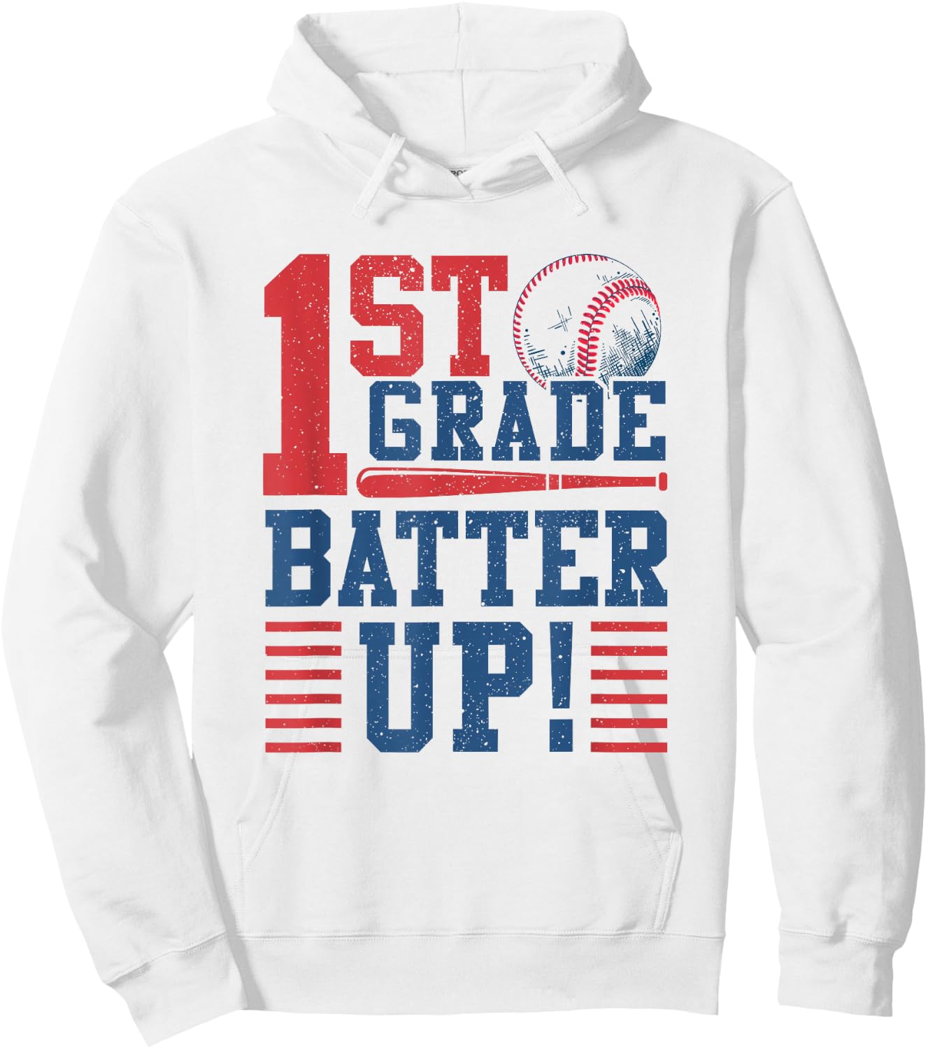 Baseball 1st Grade Back To School 1st Grade Batter Up Hoodie - Hoodie | White