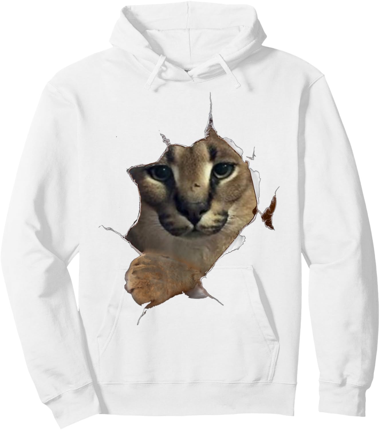 Big Floppa Meme Cat Hoodie - Hoodie | White