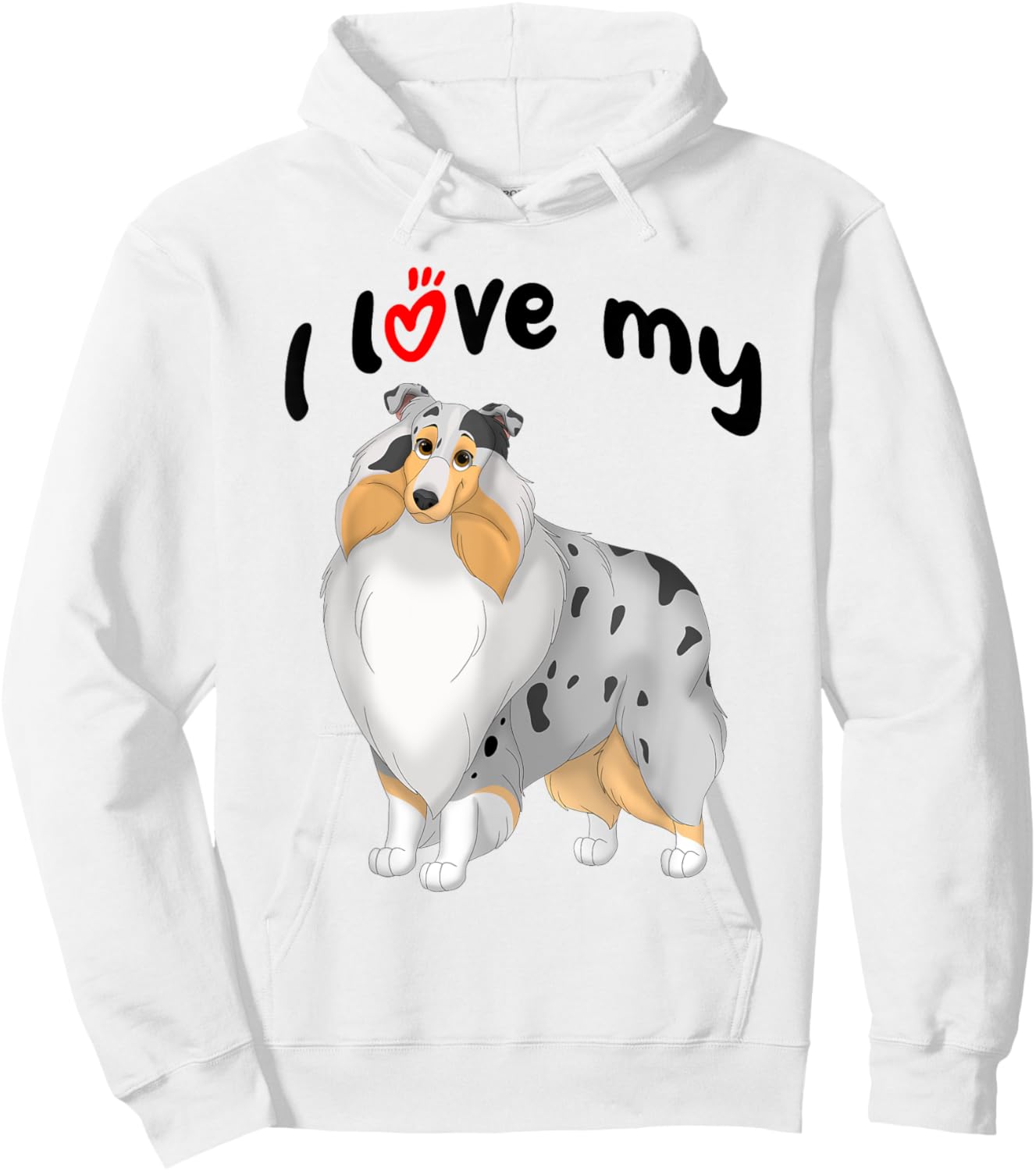 I Love My Blue Merle, White & Tan Rough Collie Dog Women Kids Hoodie - Hoodie | White