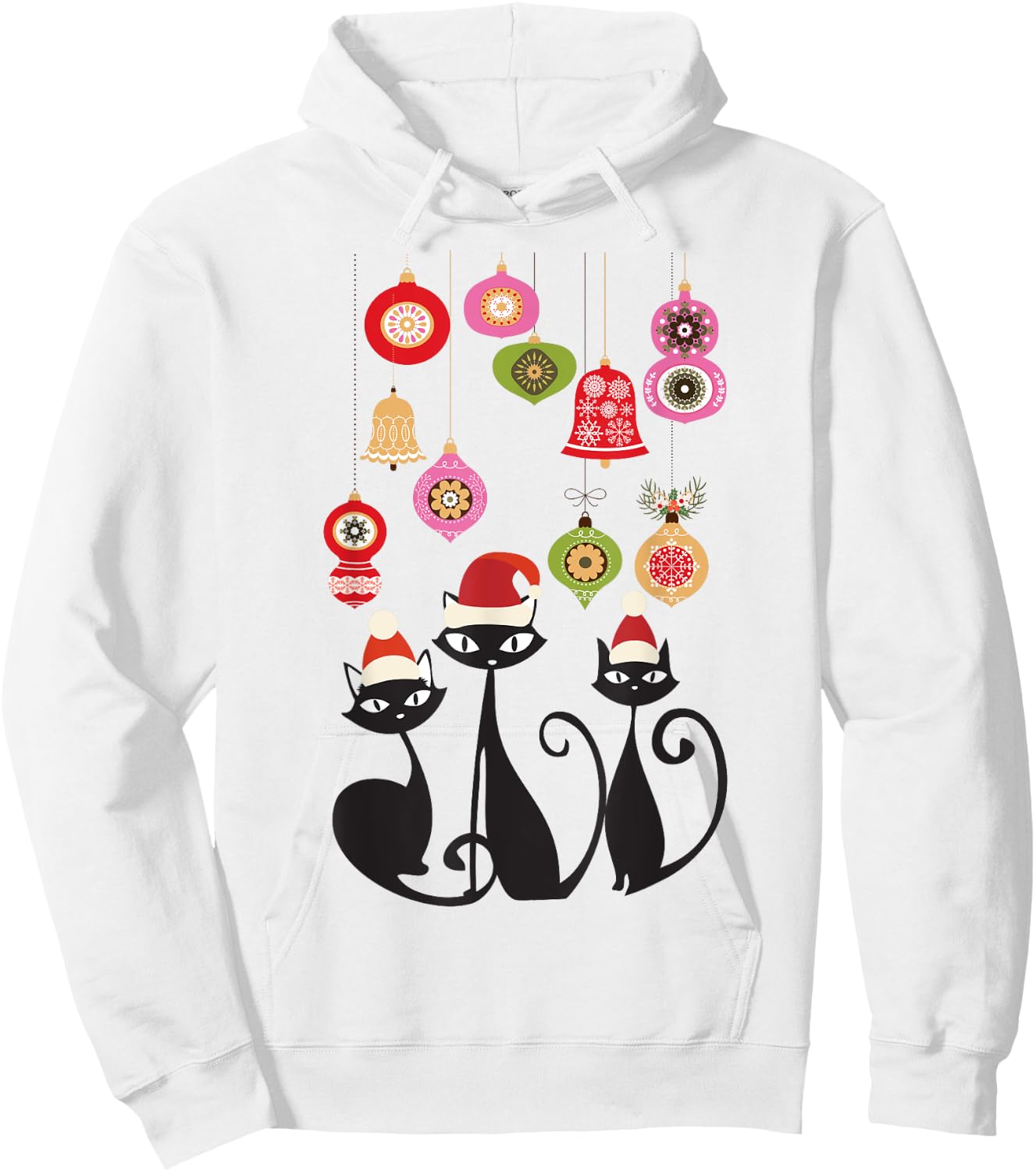 Retro Cat Vintage Mid Century Modern Cat Christmas Ornaments Hoodie - Hoodie | White