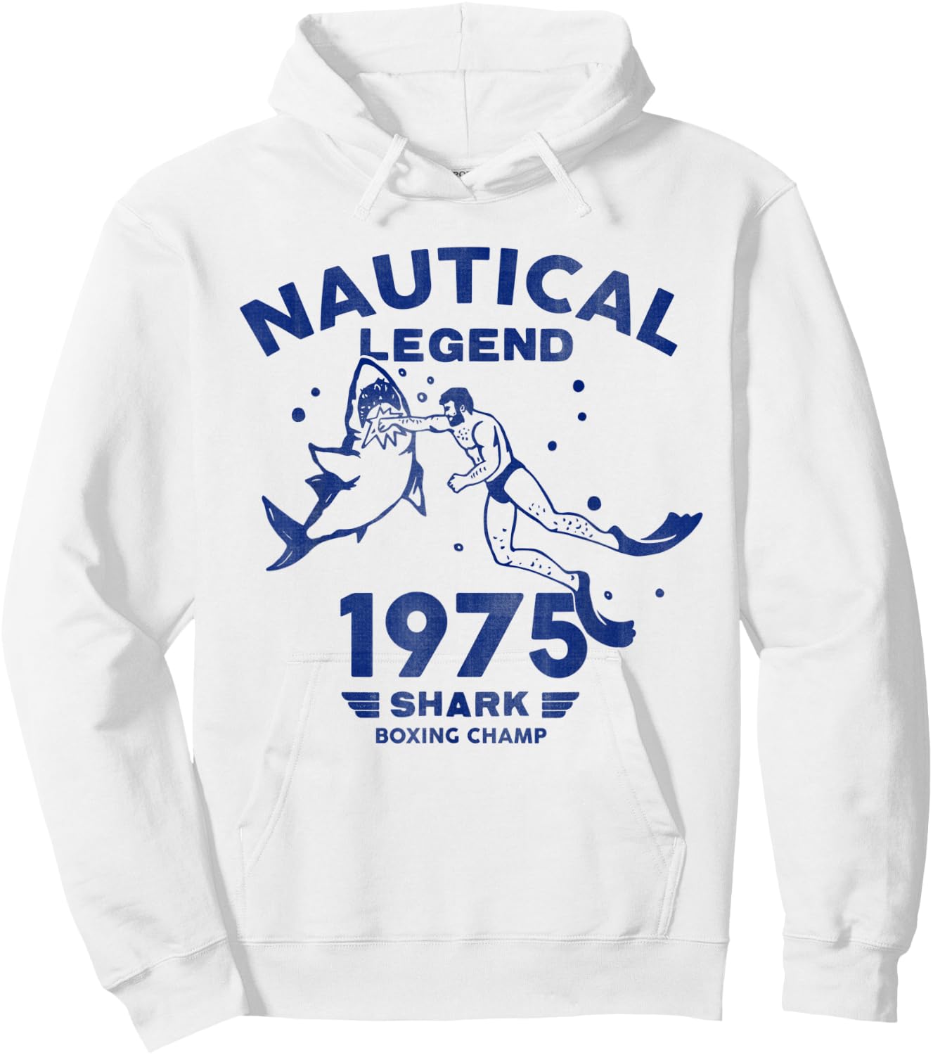 Nautical Legend: Funny Scuba Diver & Shark Punch Summer Hoodie - Hoodie | White