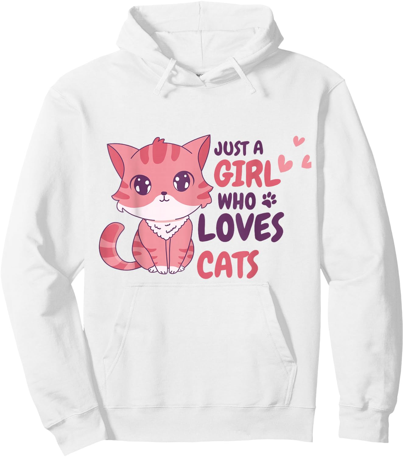 Just A Girl Who Loves Cats Cute Cat Shirt Gifts Kids Girls Hoodie - Hoodie | White