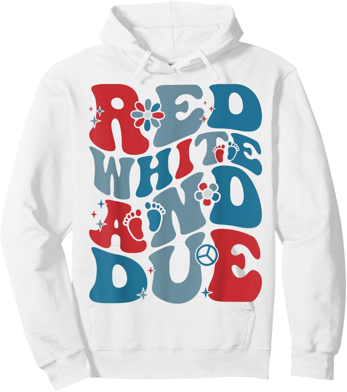 Groovy Red White And Due Baby Shower 4th of July Pregnancy Men Hoodie - Hoodie | White