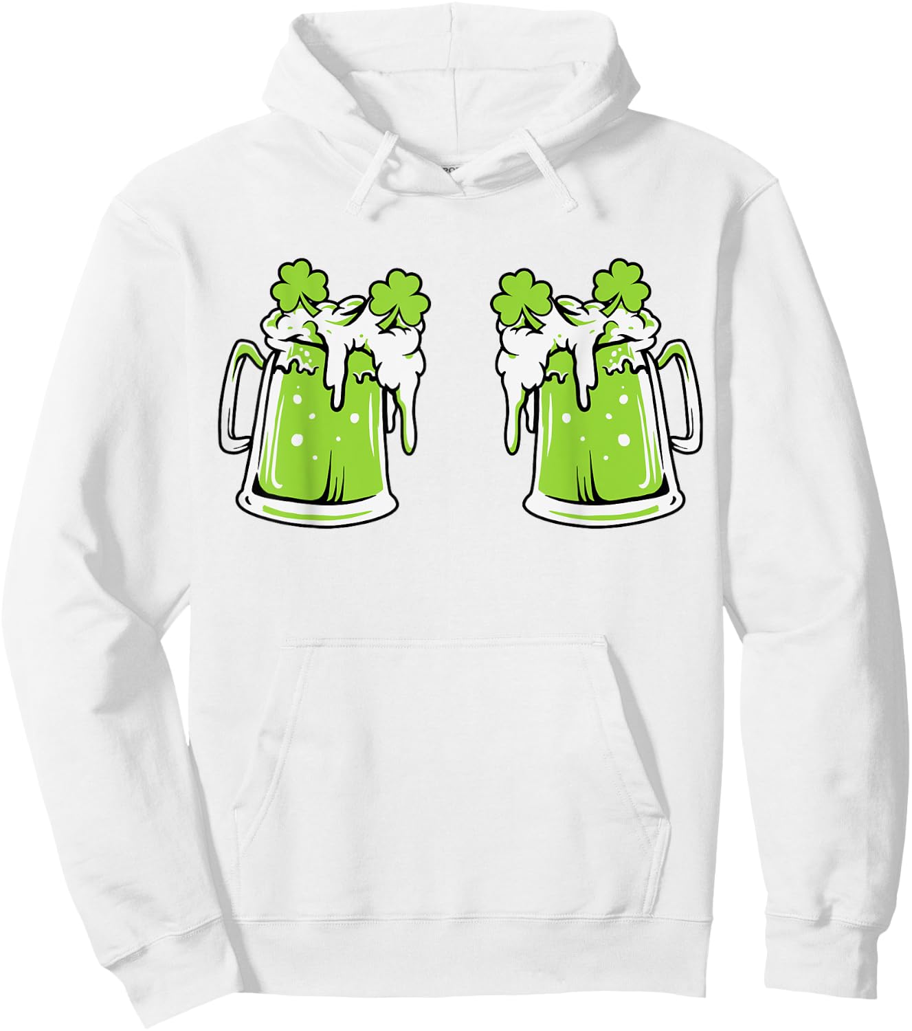 Funny St Patricks Day Drinking Irish Shamrock Green Beer Mug Hoodie - Hoodie | White