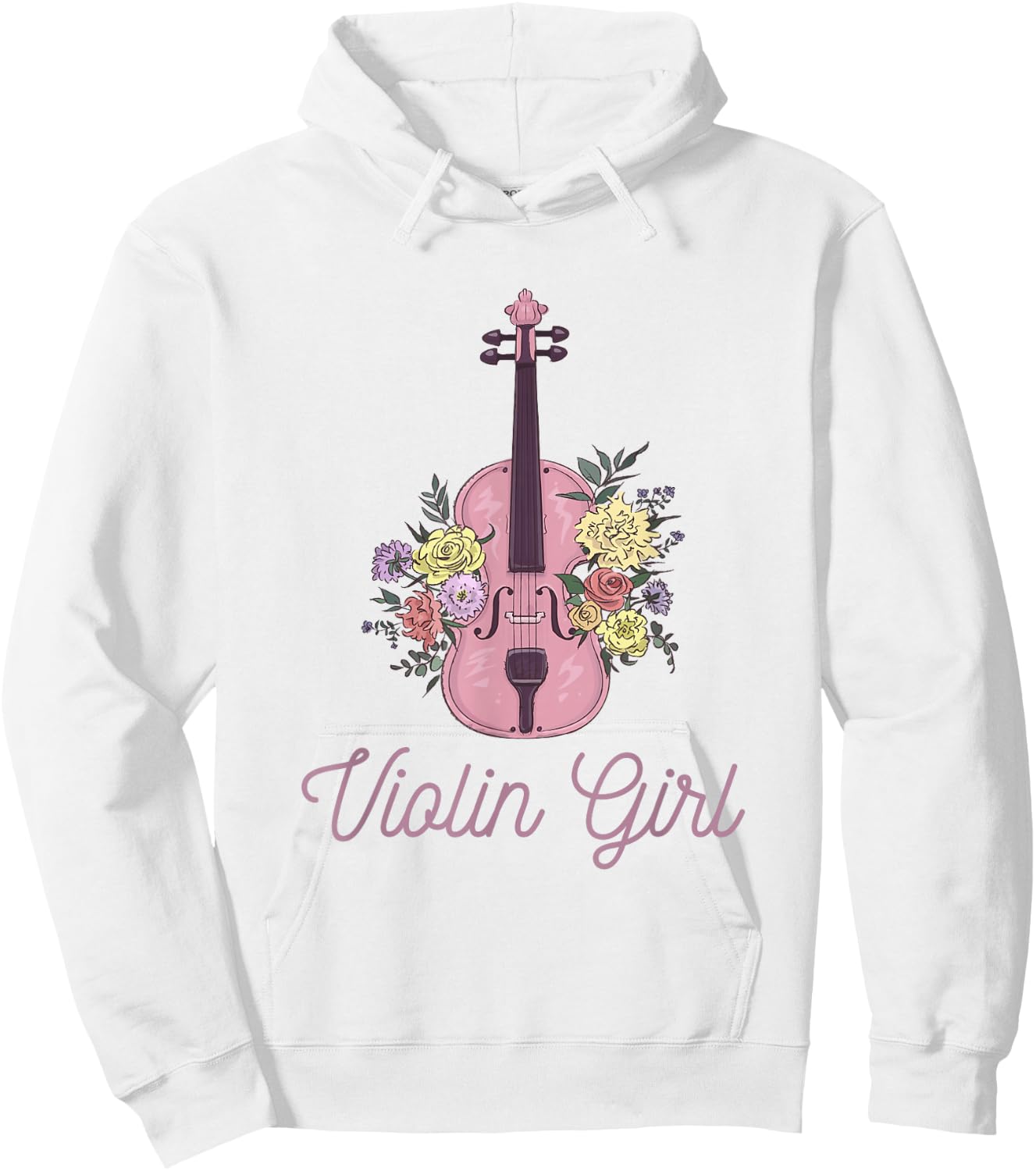 Violin with Flowers Accessory Violin Girl Hoodie - Hoodie | White
