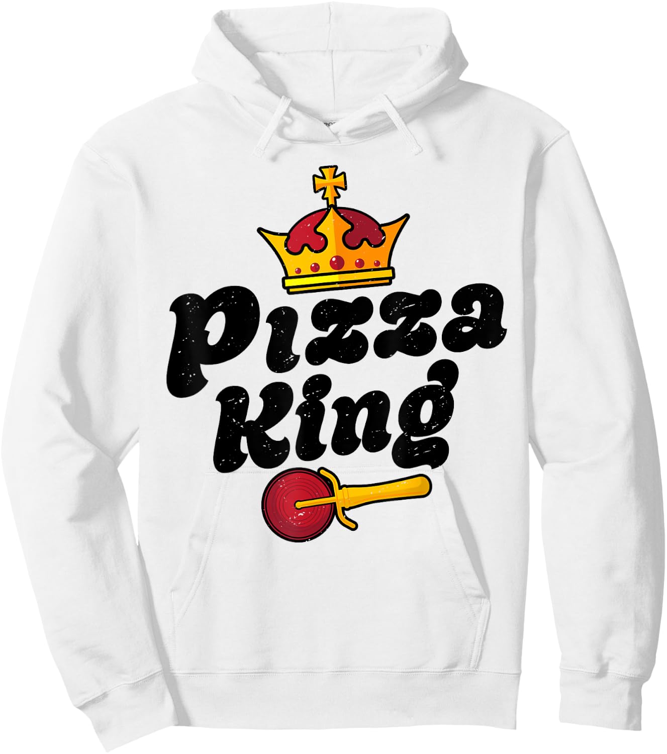 Pizza King Funny Men Boys Italian Food Lovers Retro Vintage Hoodie - Hoodie | White