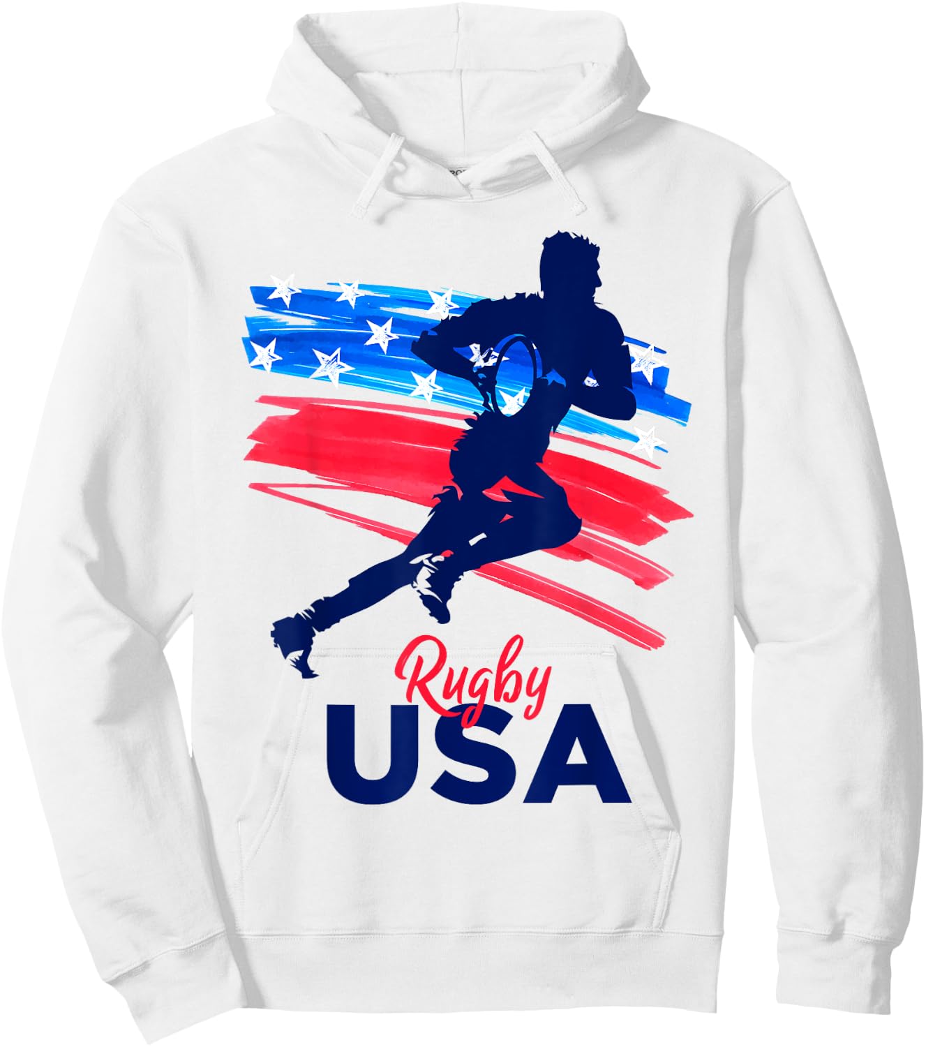 Rugby Football Support the Team Rugby Player USA Flag Hoodie - Hoodie | White